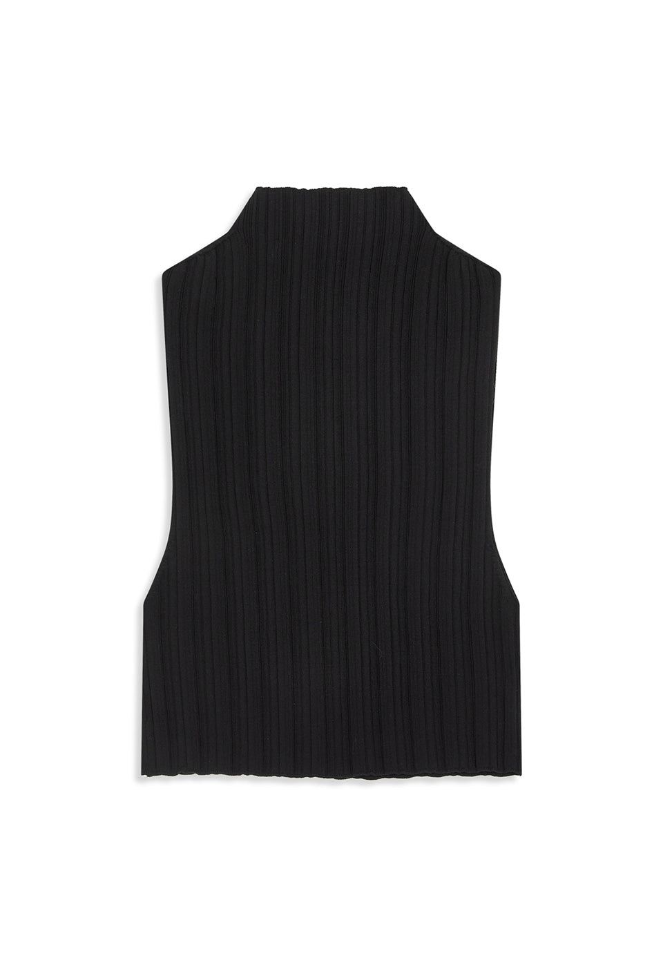 PLEATED ZIP KNIT VEST BLACK