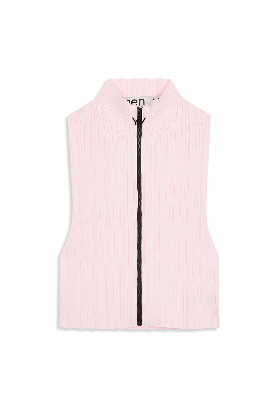 PLEATED ZIP KNIT VEST PINK
