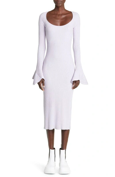 FLUTED RIB KNIT DRESS - LILAC