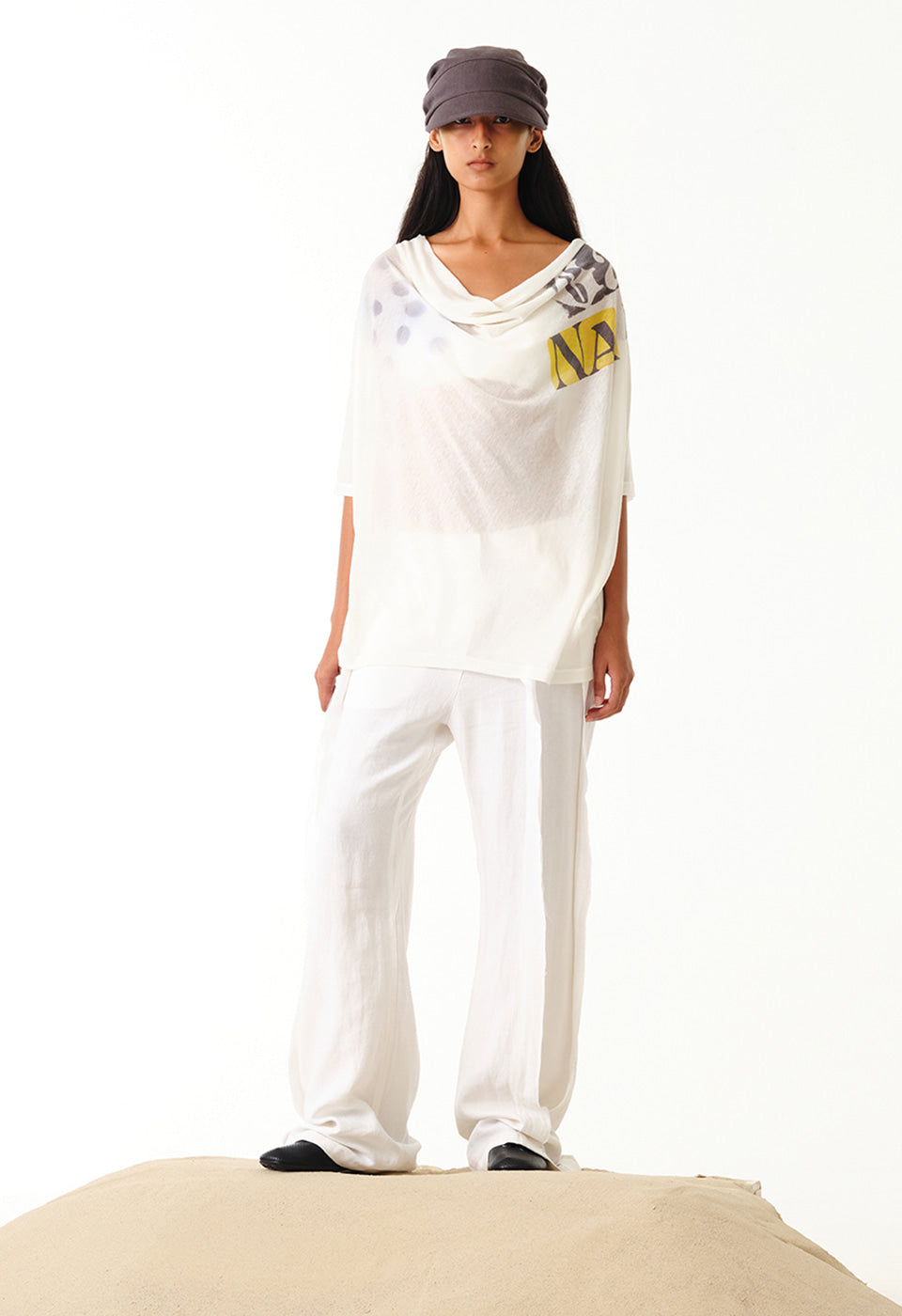 LINEN PANELLED RAW-CUT PANTS