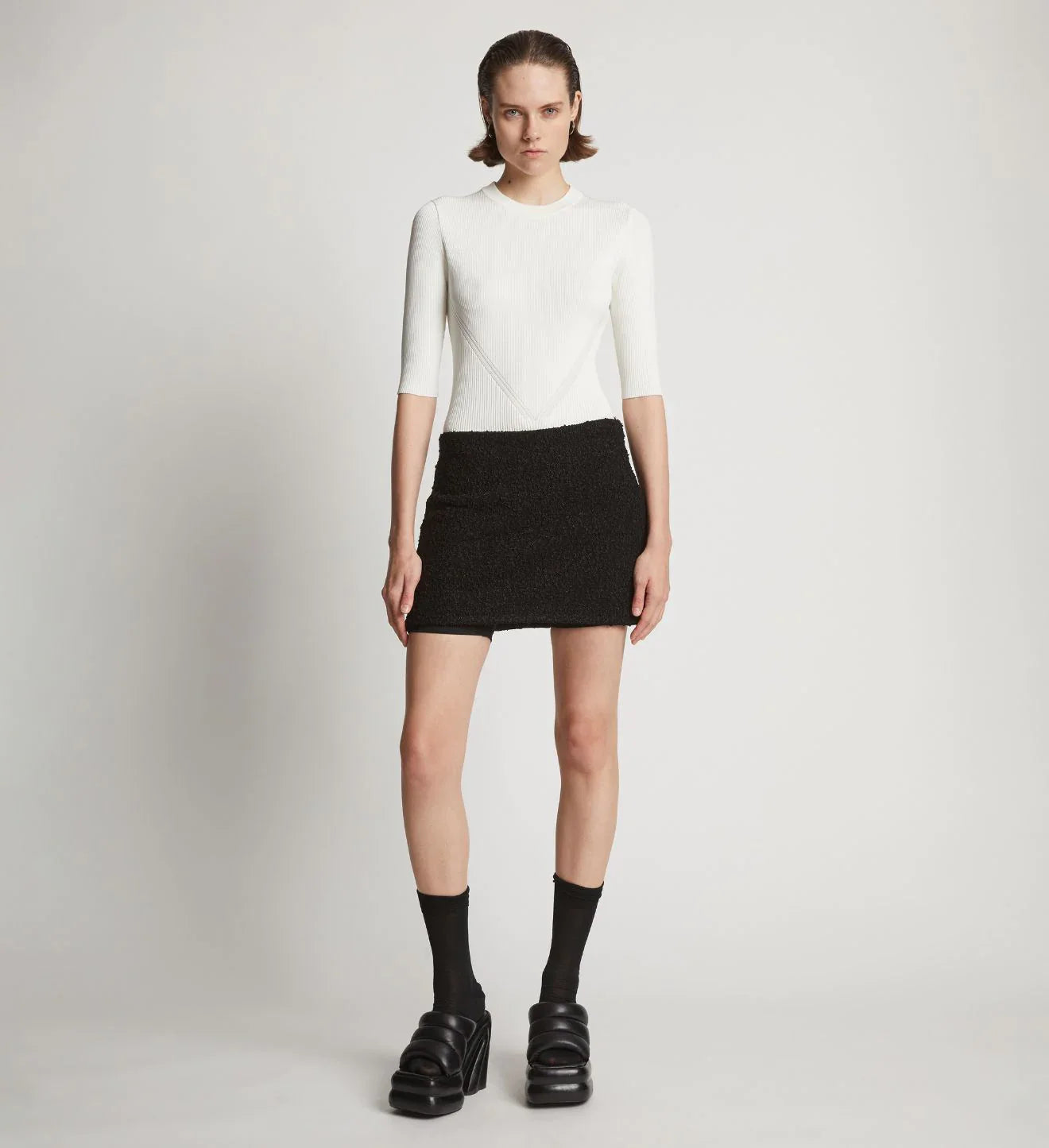 STRETCH BOUCLE MINI SKIRT B