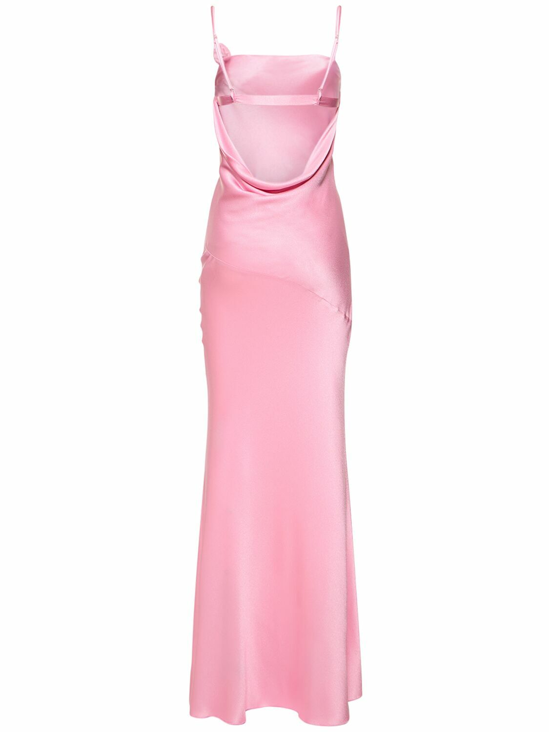 LONG DRESS WITH ROSE DÉCOR (IN LIGHT PINK)