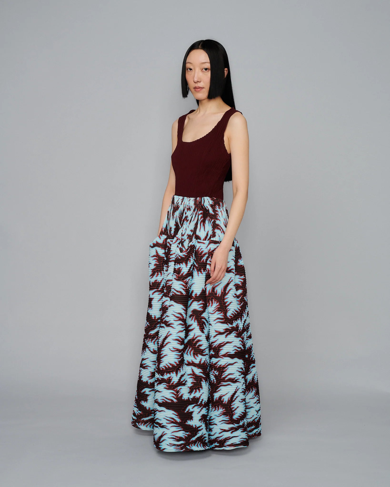 HANDPLEATED KENZA SKIRT IN GRISU