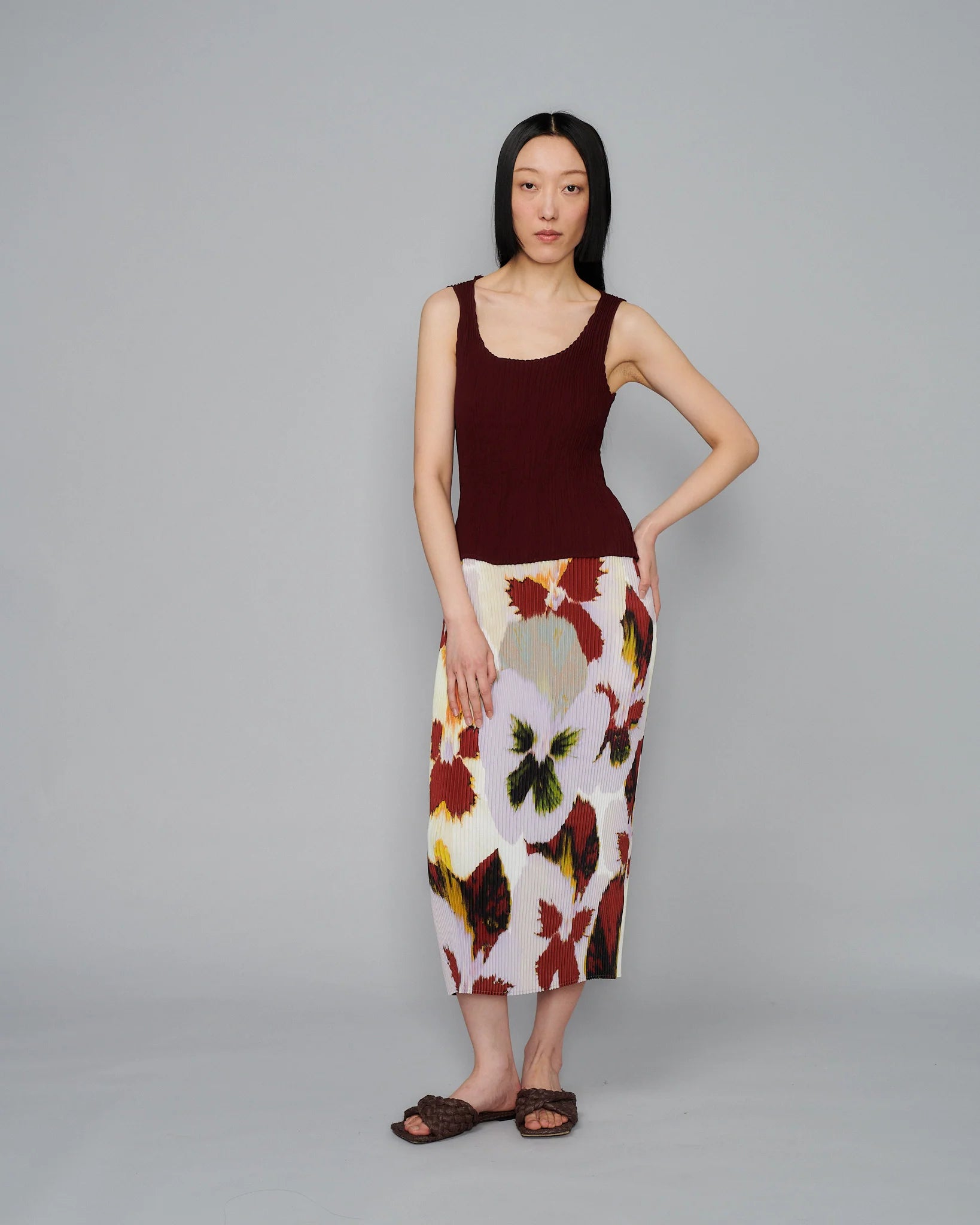 Kurt Handpleated Tanktop in Bordeaux