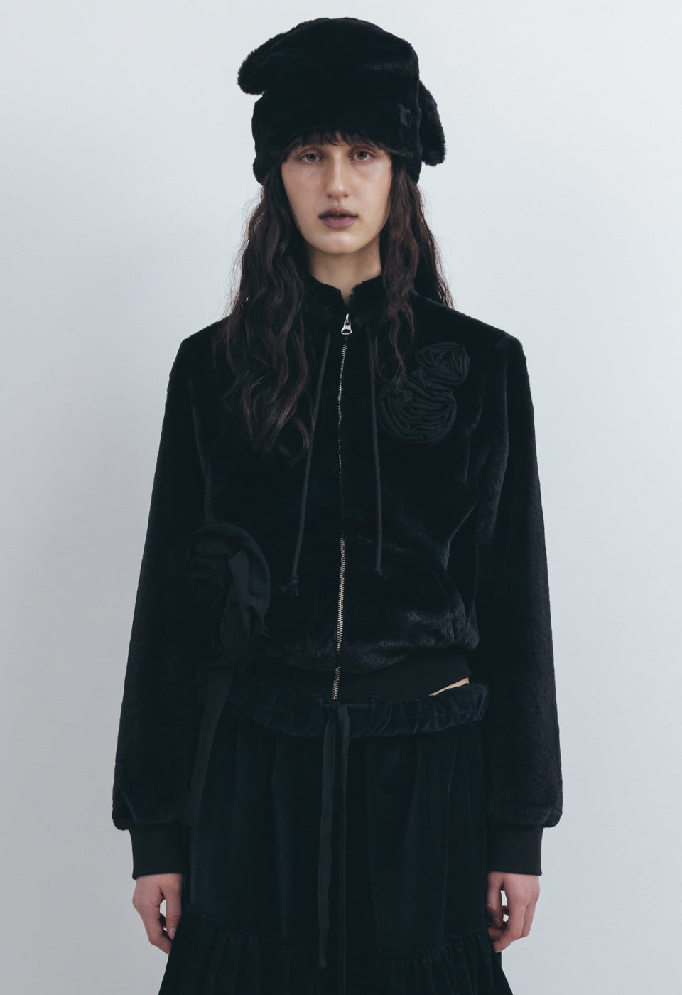 OPEN YY black fleece zip jacket