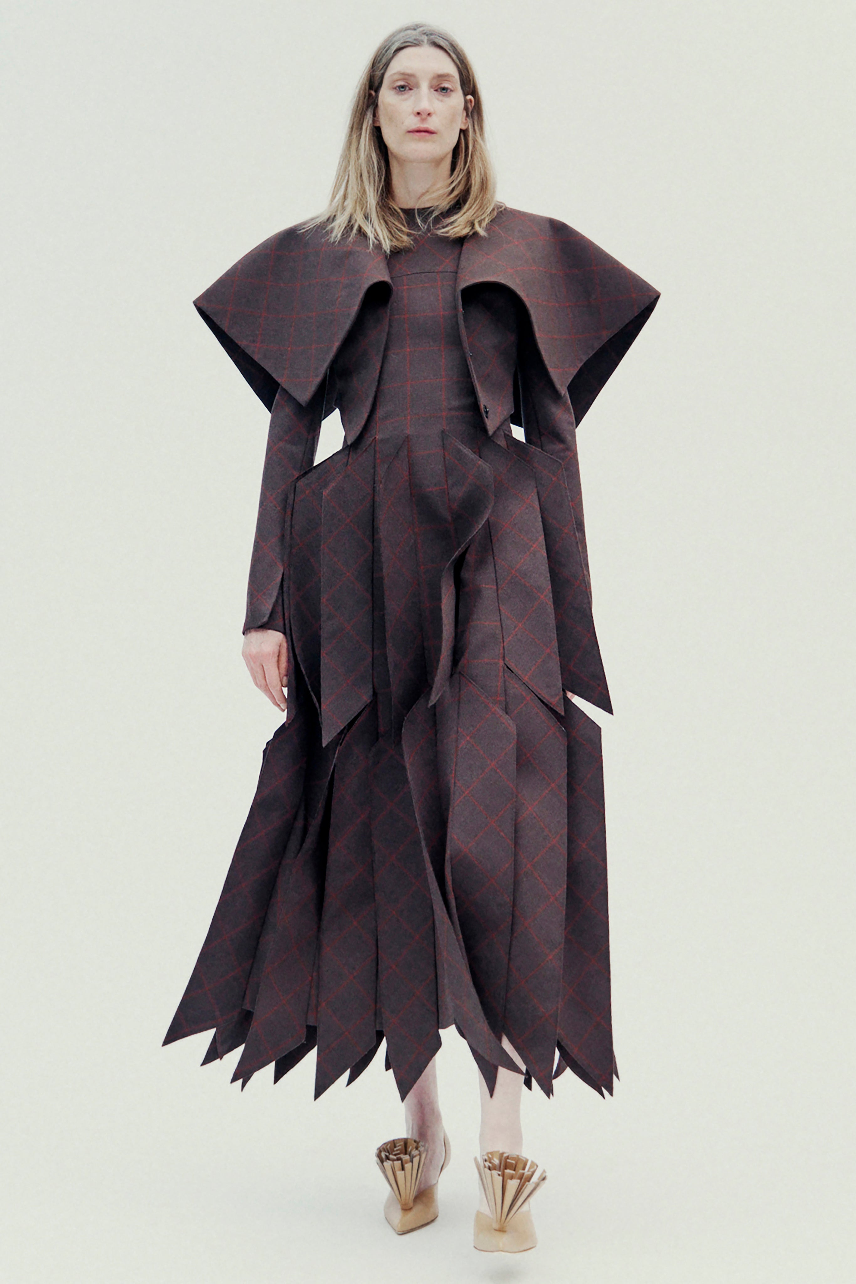 Dress With Panels Brown Wool