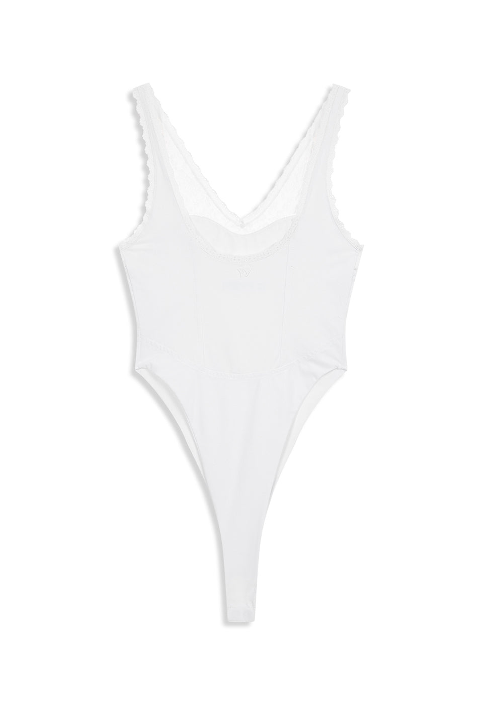 LACE TRIM BODYSUIT WHITE