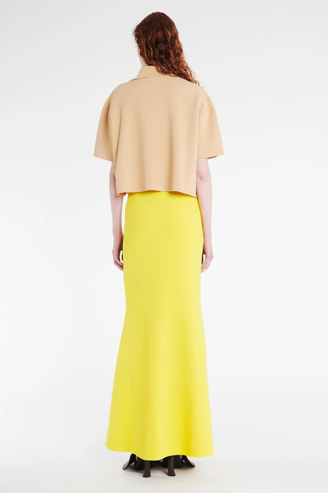 Knitted Flared Skirt With Cut Out