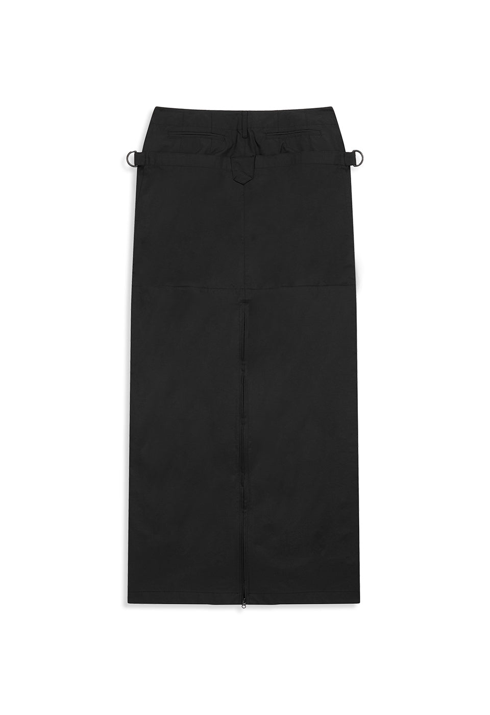 STRAP-LAYERED MAXI SKIRT BLACK