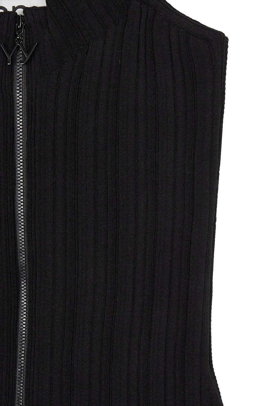 PLEATED ZIP KNIT VEST BLACK