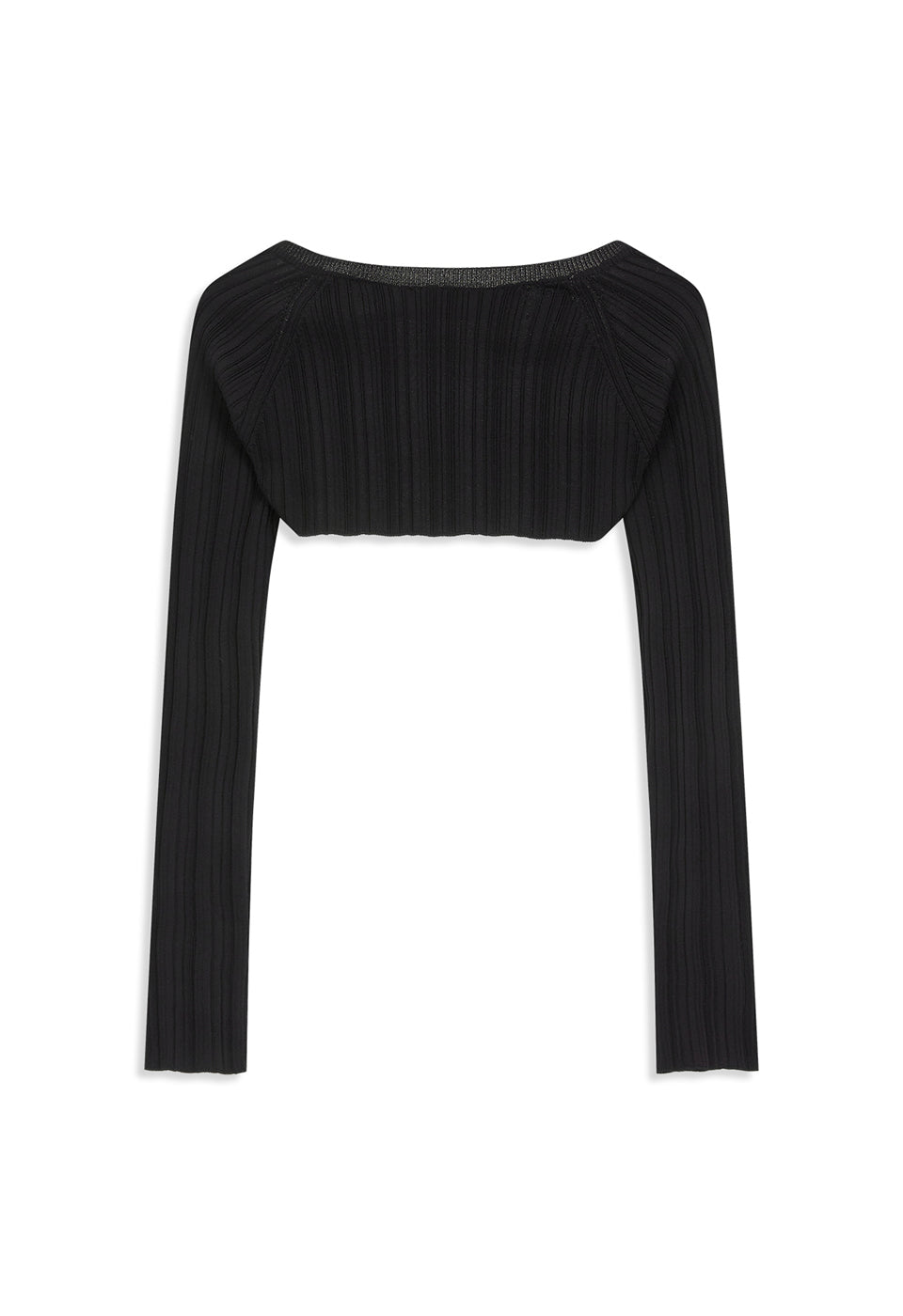 PLEATED BOLERO CARDIGAN BLACK