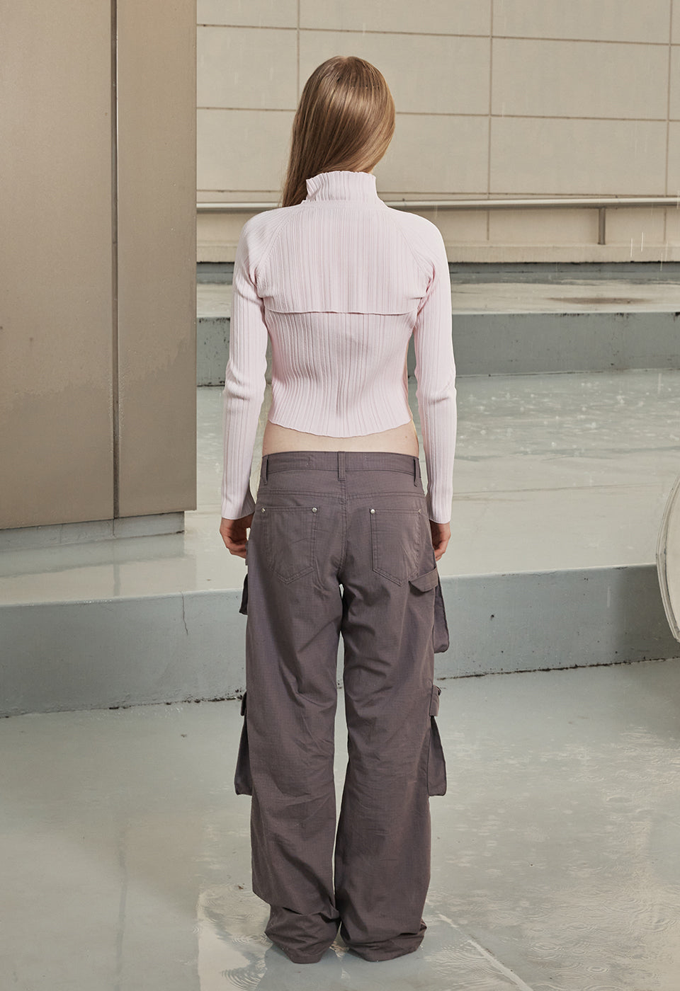 PLEATED BOLERO CARDIGAN PINK