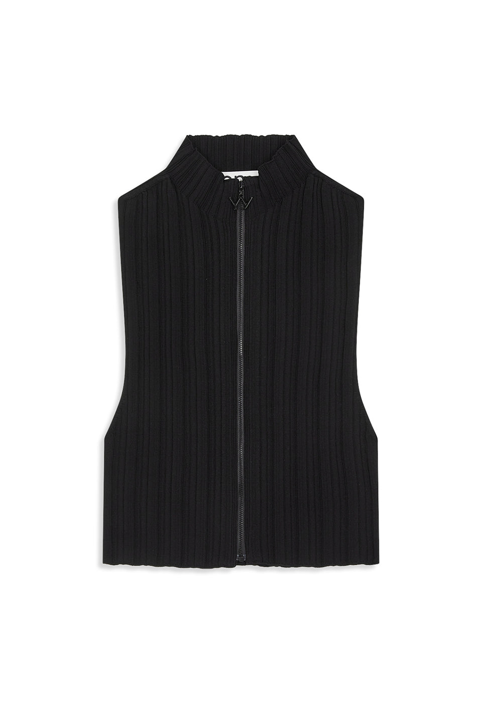 PLEATED ZIP KNIT VEST BLACK