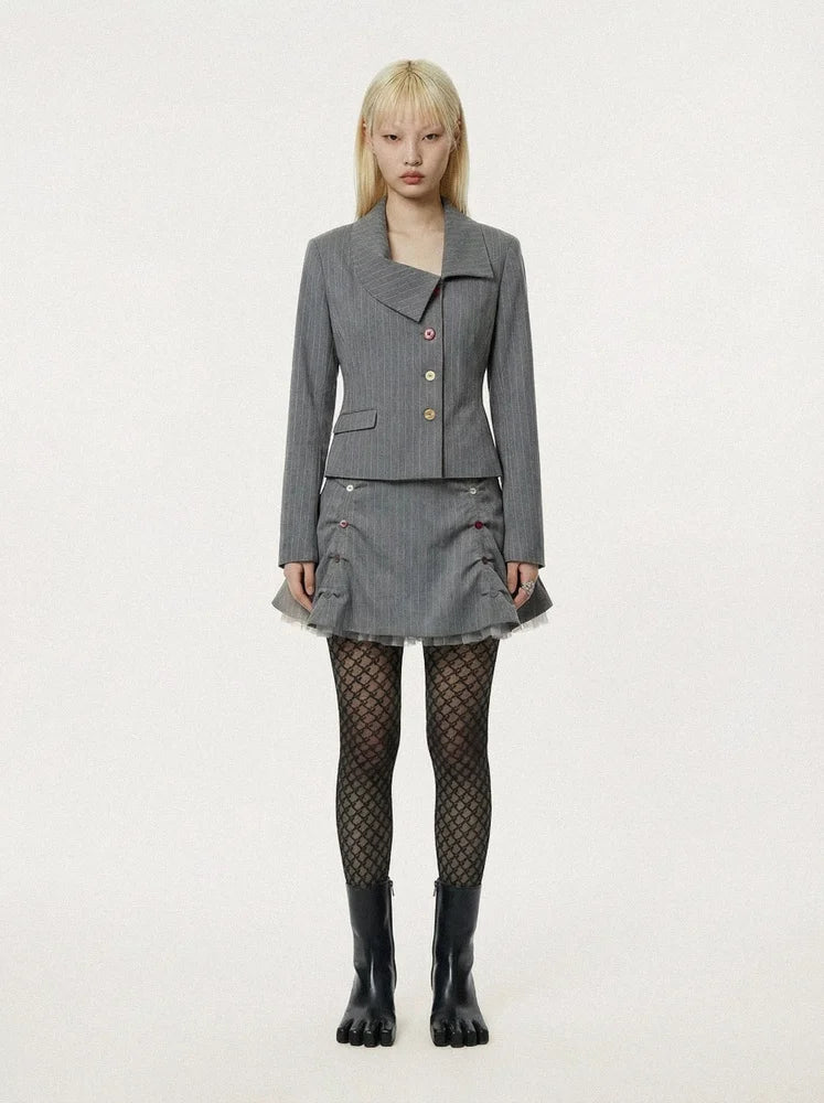 Blazer pinstripe buttons grey