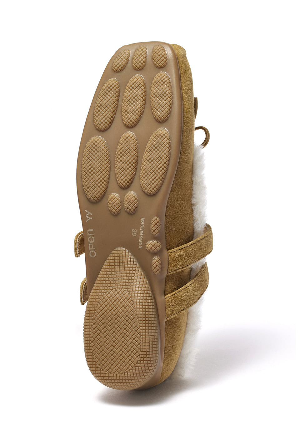 Shearling Heart Stud Ballet Flats