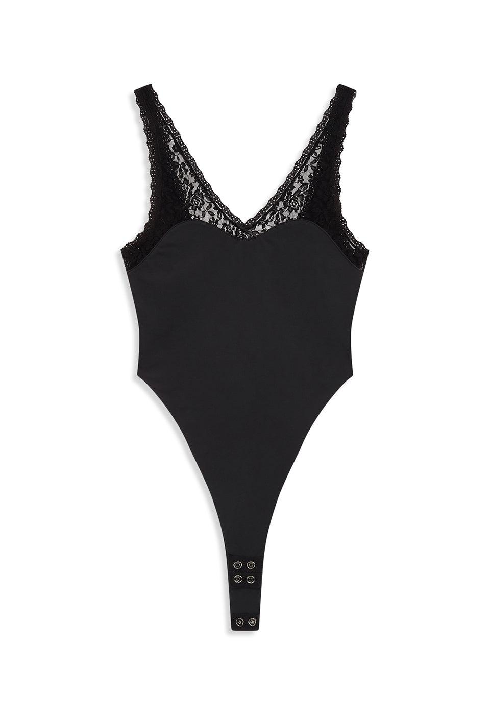 LACE TRIM BODYSUIT BLACK