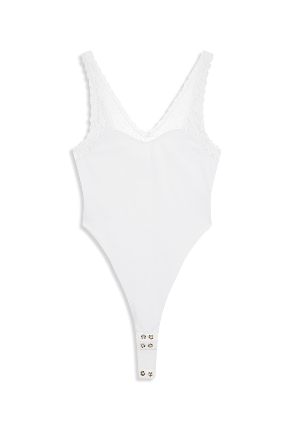 LACE TRIM BODYSUIT WHITE