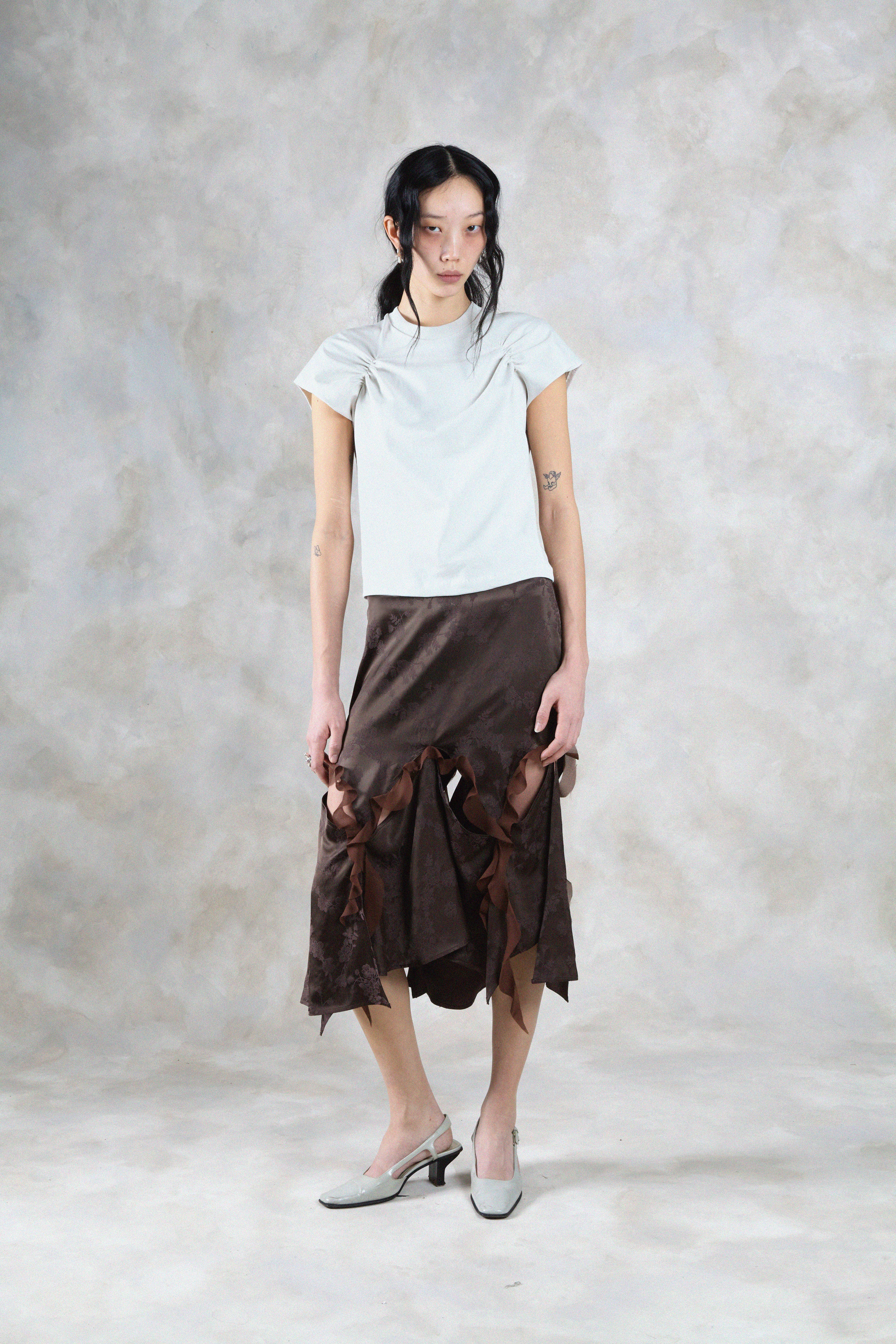 KIKKI CUT-OUT JAQUARD SKIRT