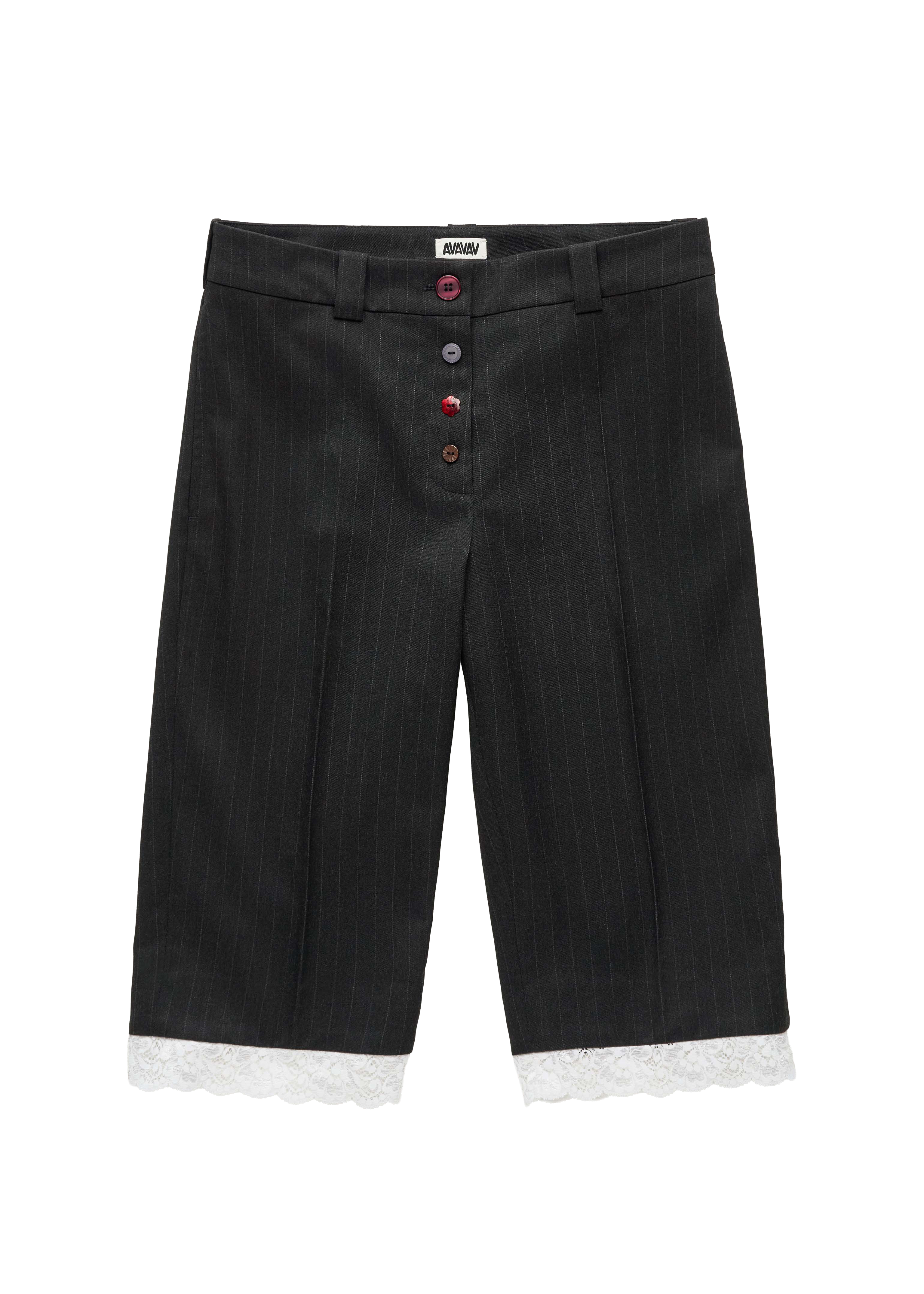 AVAVAV pinstripe buttons suit shorts black
