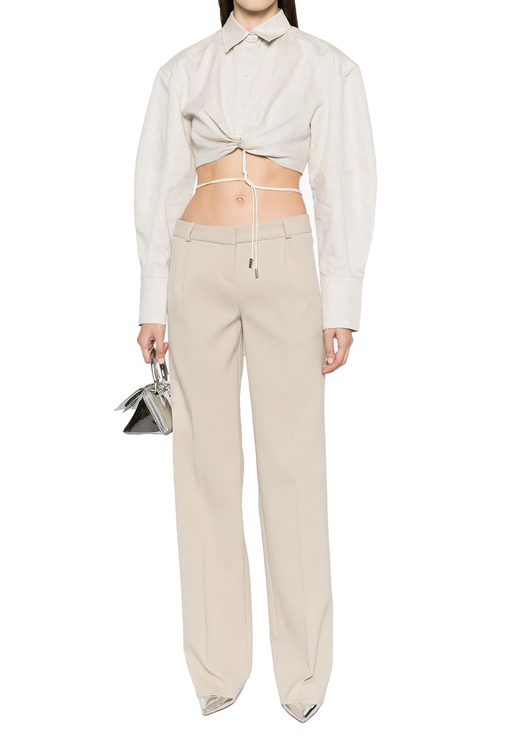 Low Rise Tailored Trousers Beige