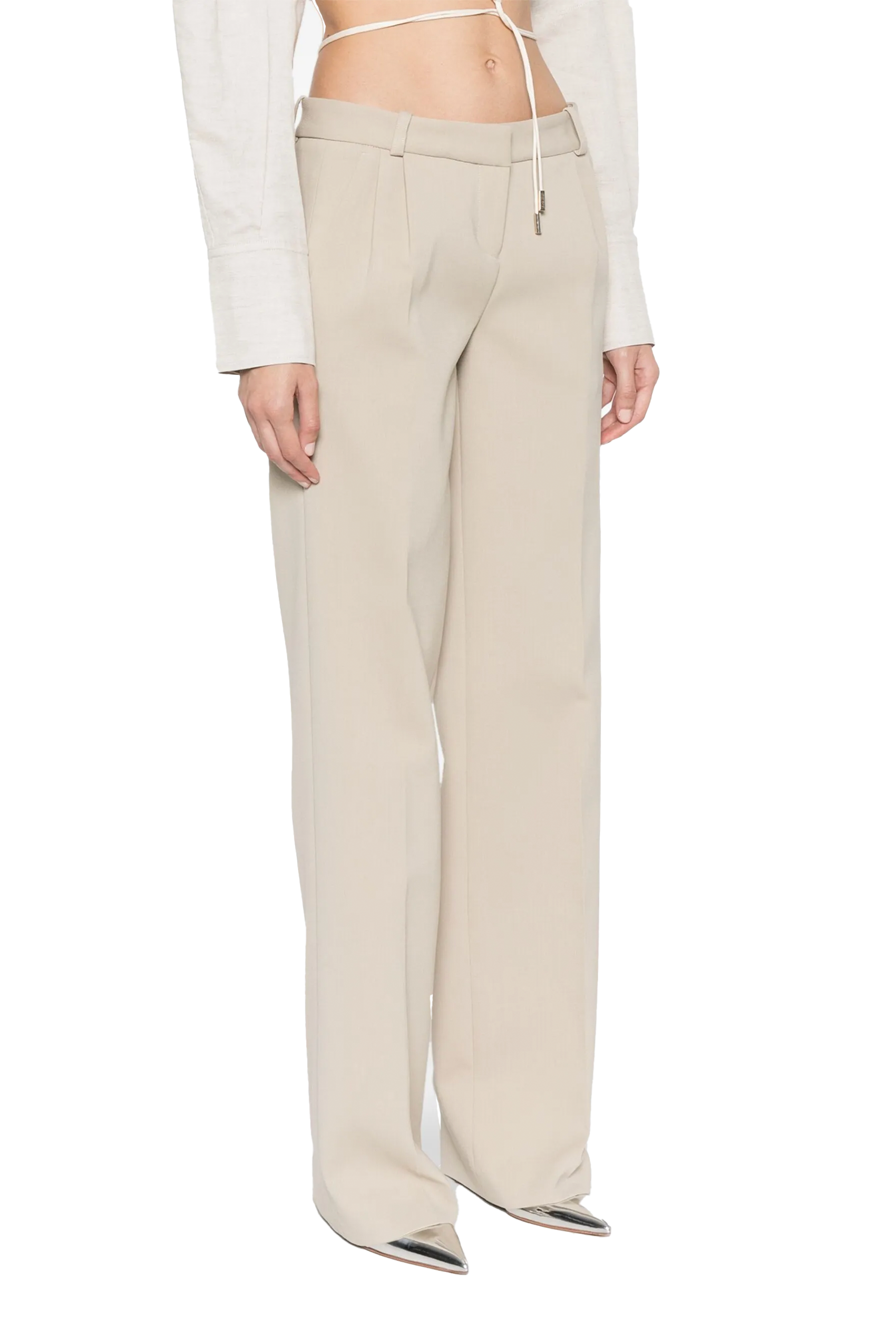 Low Rise Tailored Trousers Beige