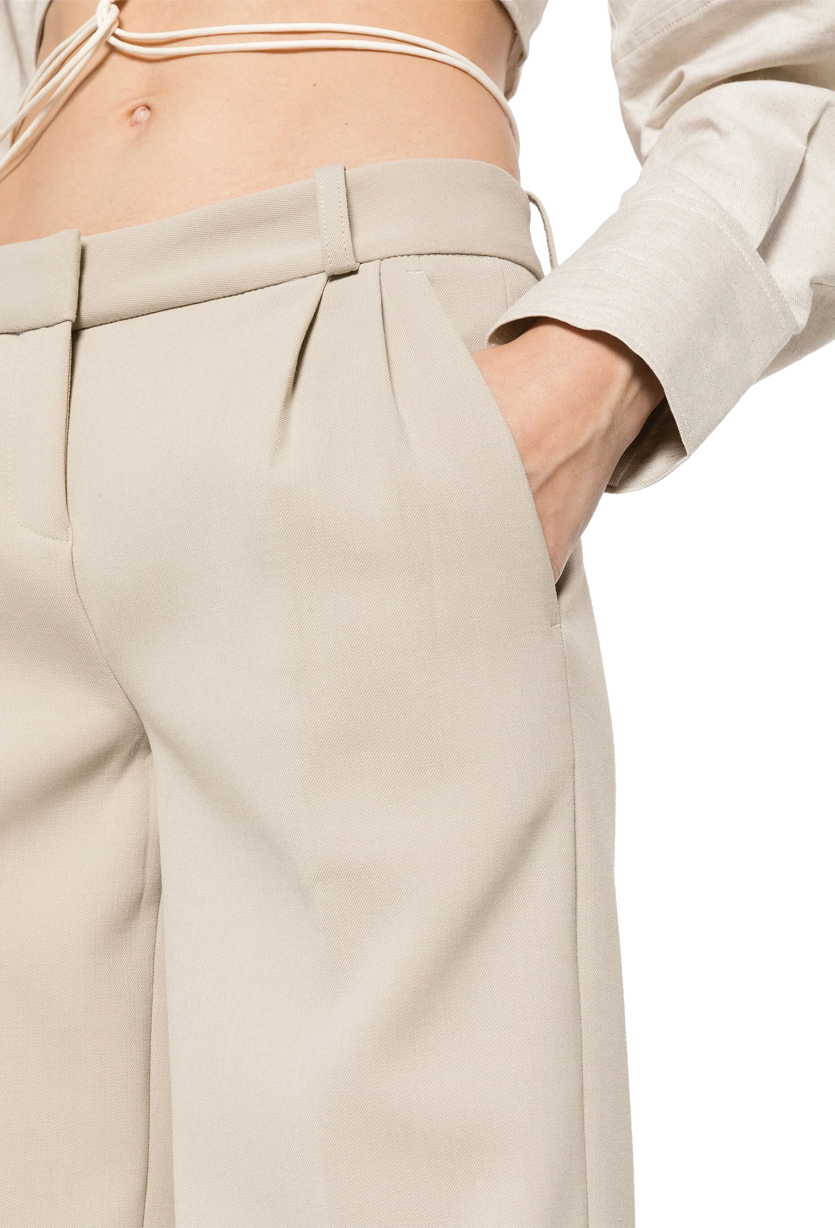 Low Rise Tailored Trousers Beige