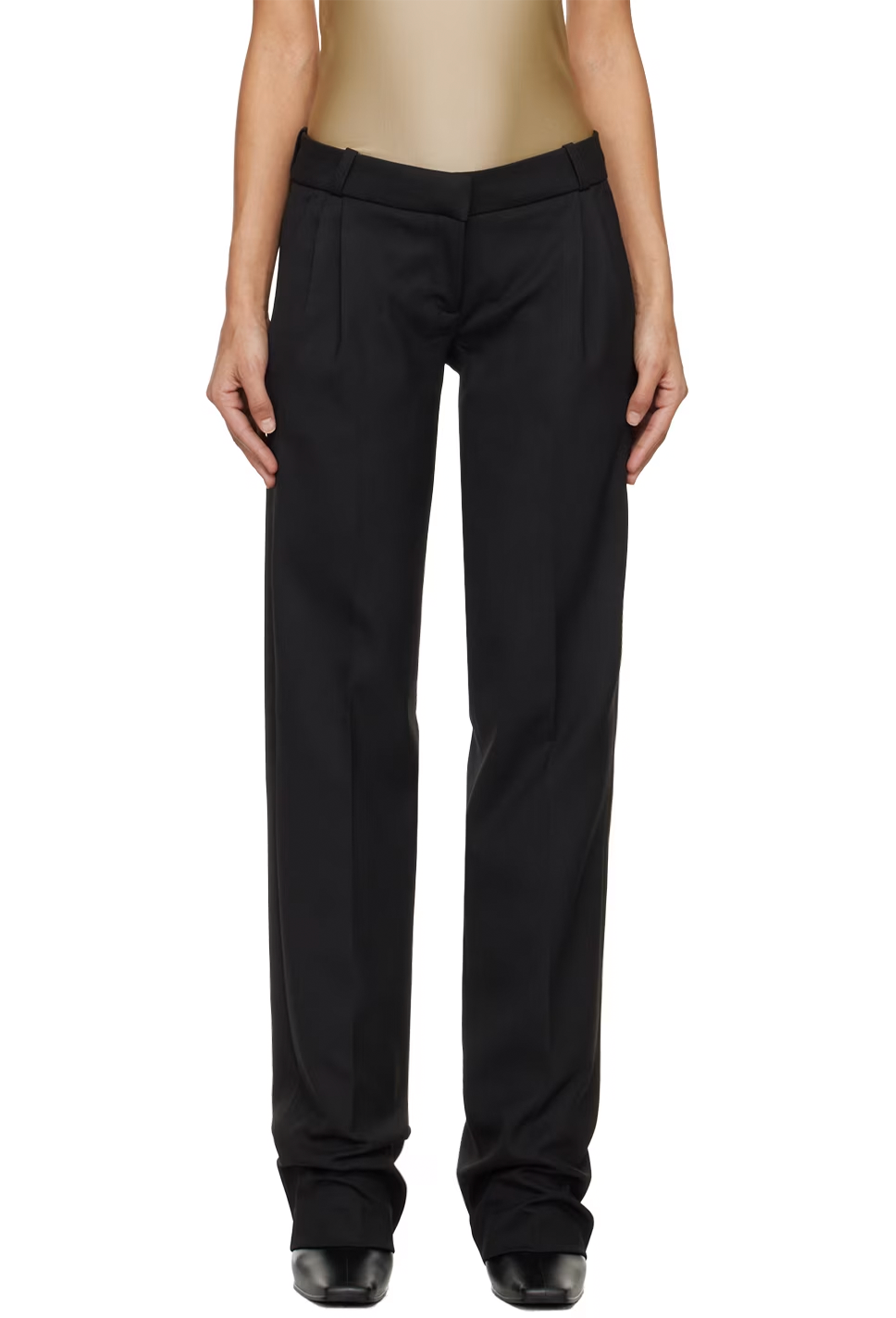 Low Rise Tailored Trousers - Black
