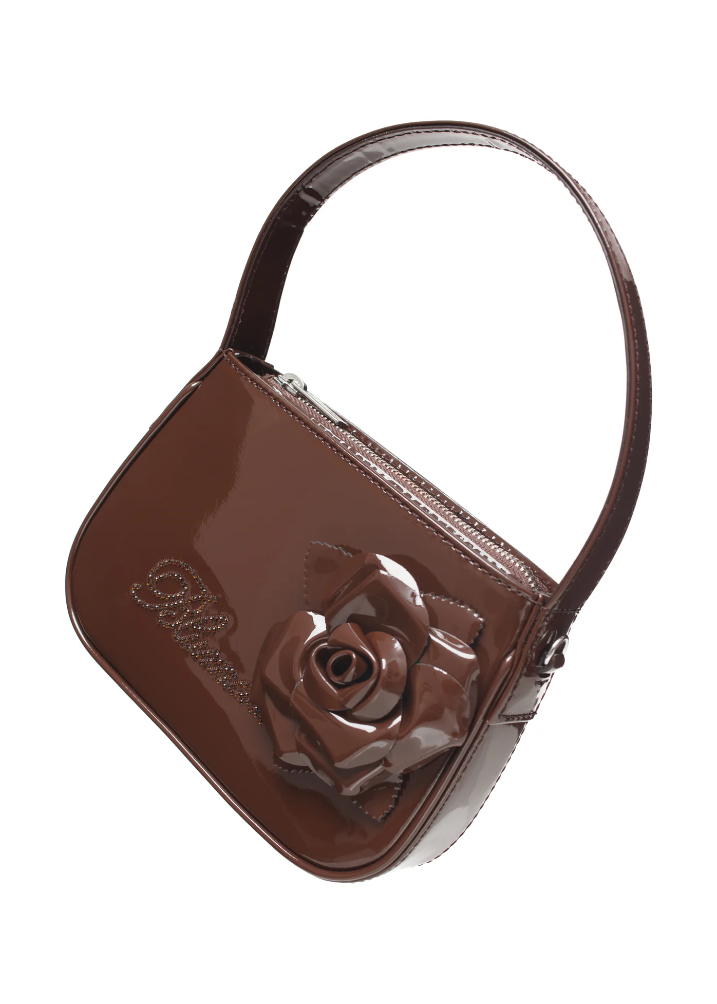 Brown Rhinestone Logo Bag