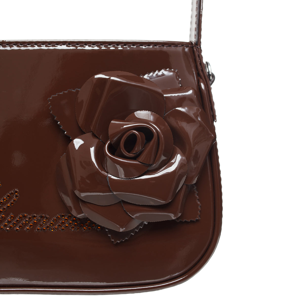 Brown Rhinestone Logo Bag