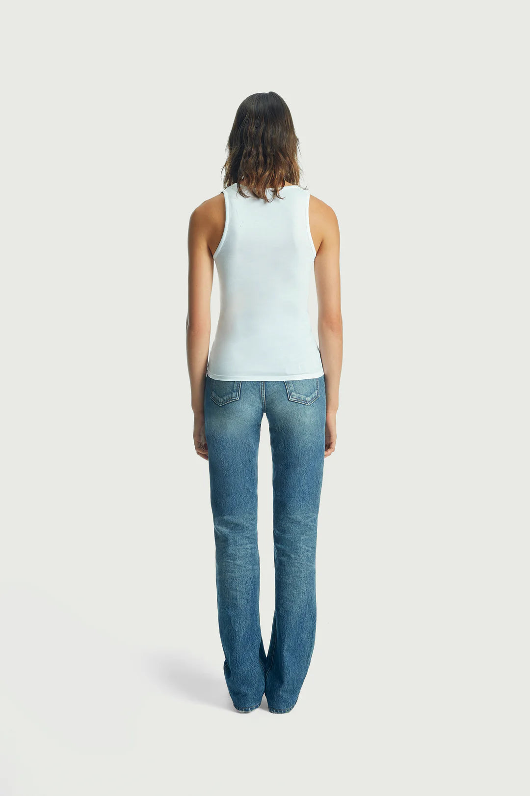 Deep Cut Tank Top White