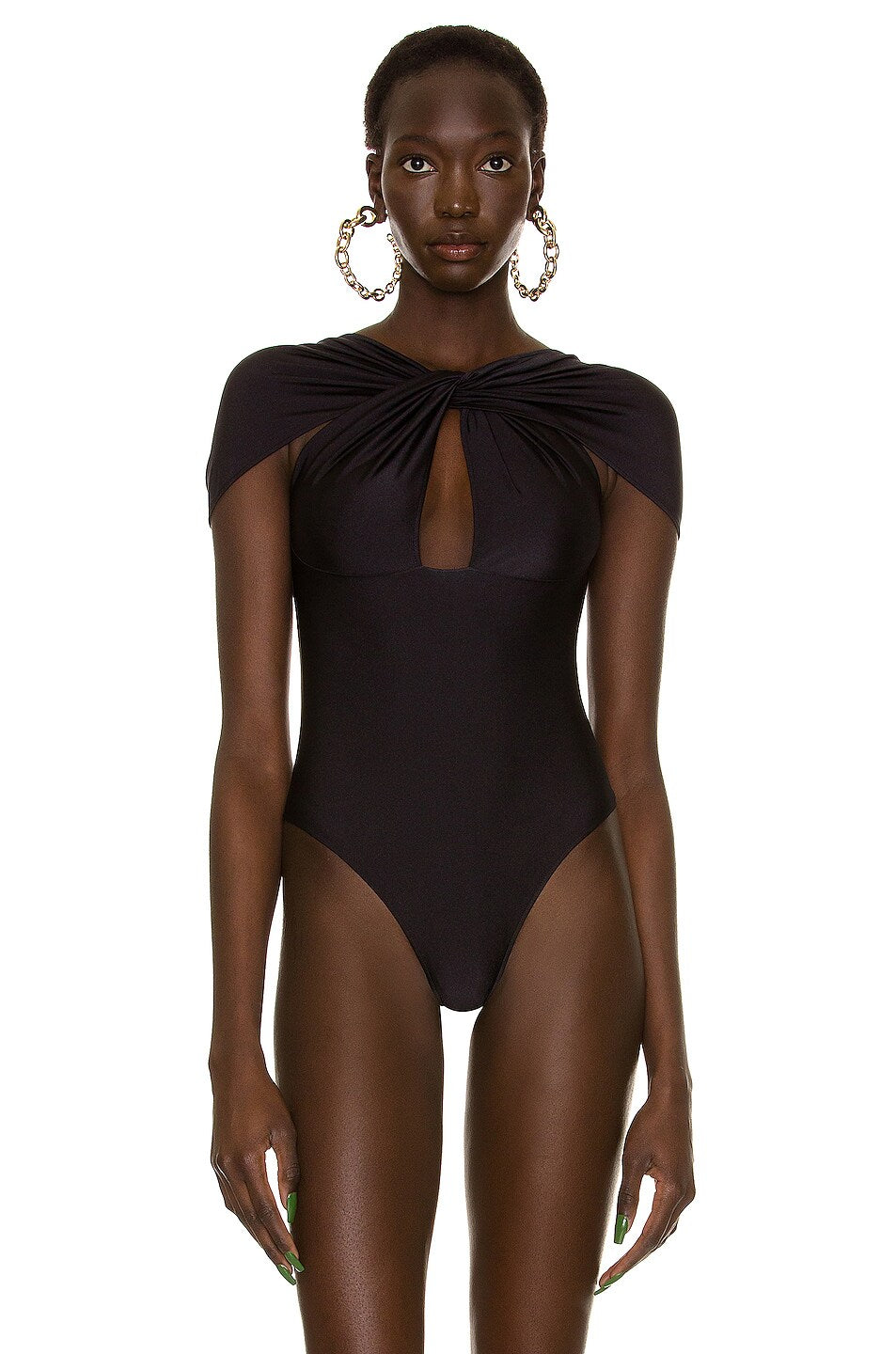 Cut-Out Jersey Bodysuit Black