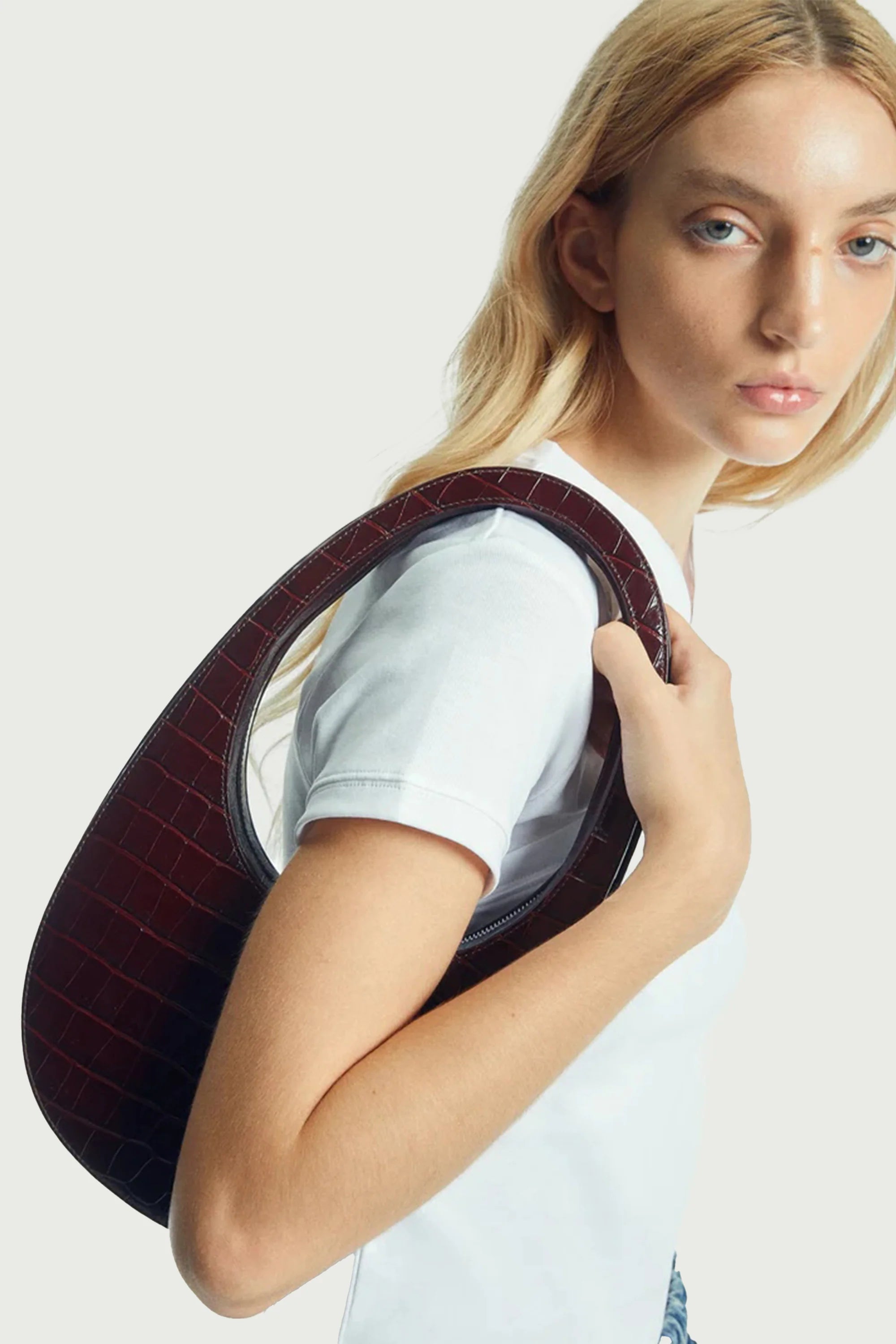 Brown Croco Swipe Bag