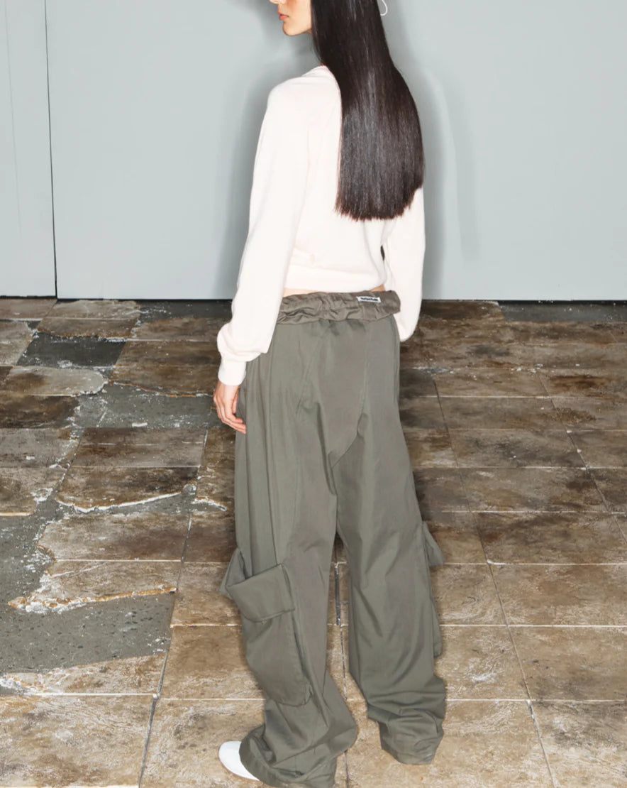 ROLLED WAIST CARGO PANTS KHAKI