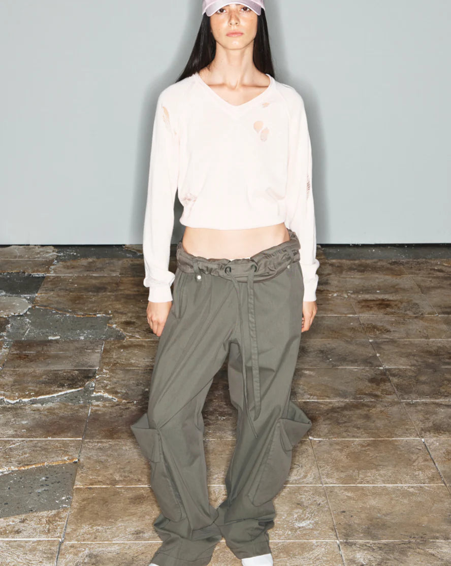 ROLLED WAIST CARGO PANTS KHAKI