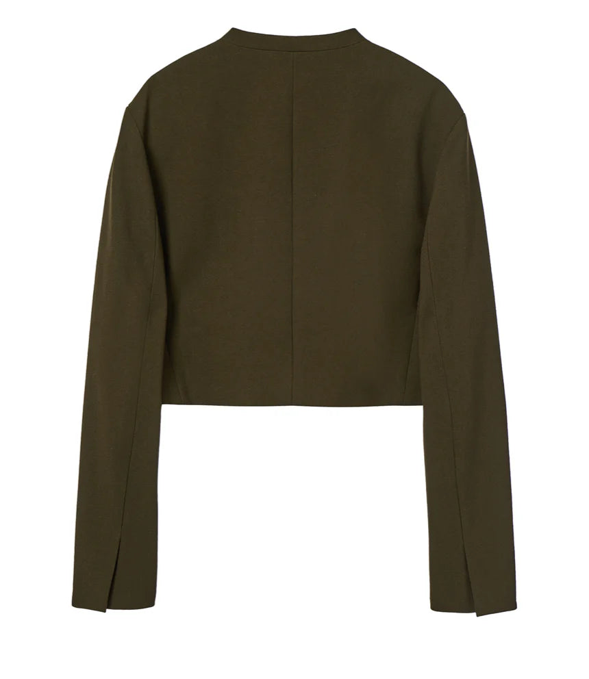 COLLARLESS CROPPED JACKET