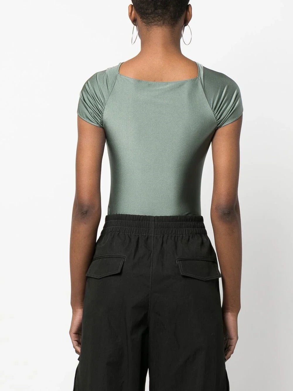 Cut-Out Jersey Bodysuit SGreen