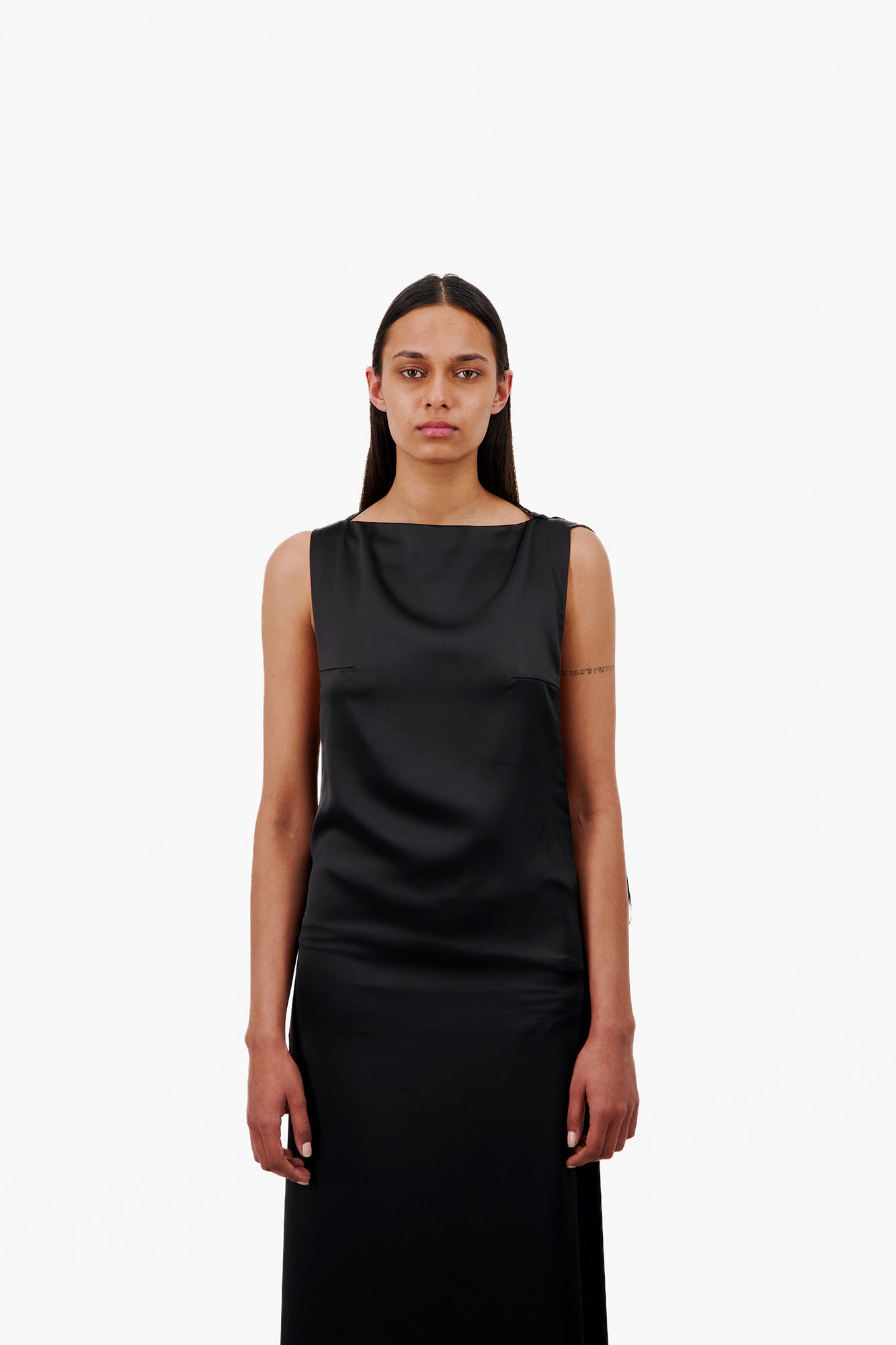 SATIN MAXI DRESS WITH PLUNGING BACK