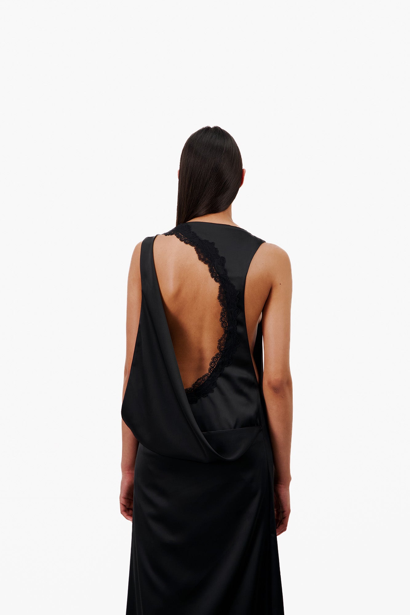 SATIN MAXI DRESS WITH PLUNGING BACK