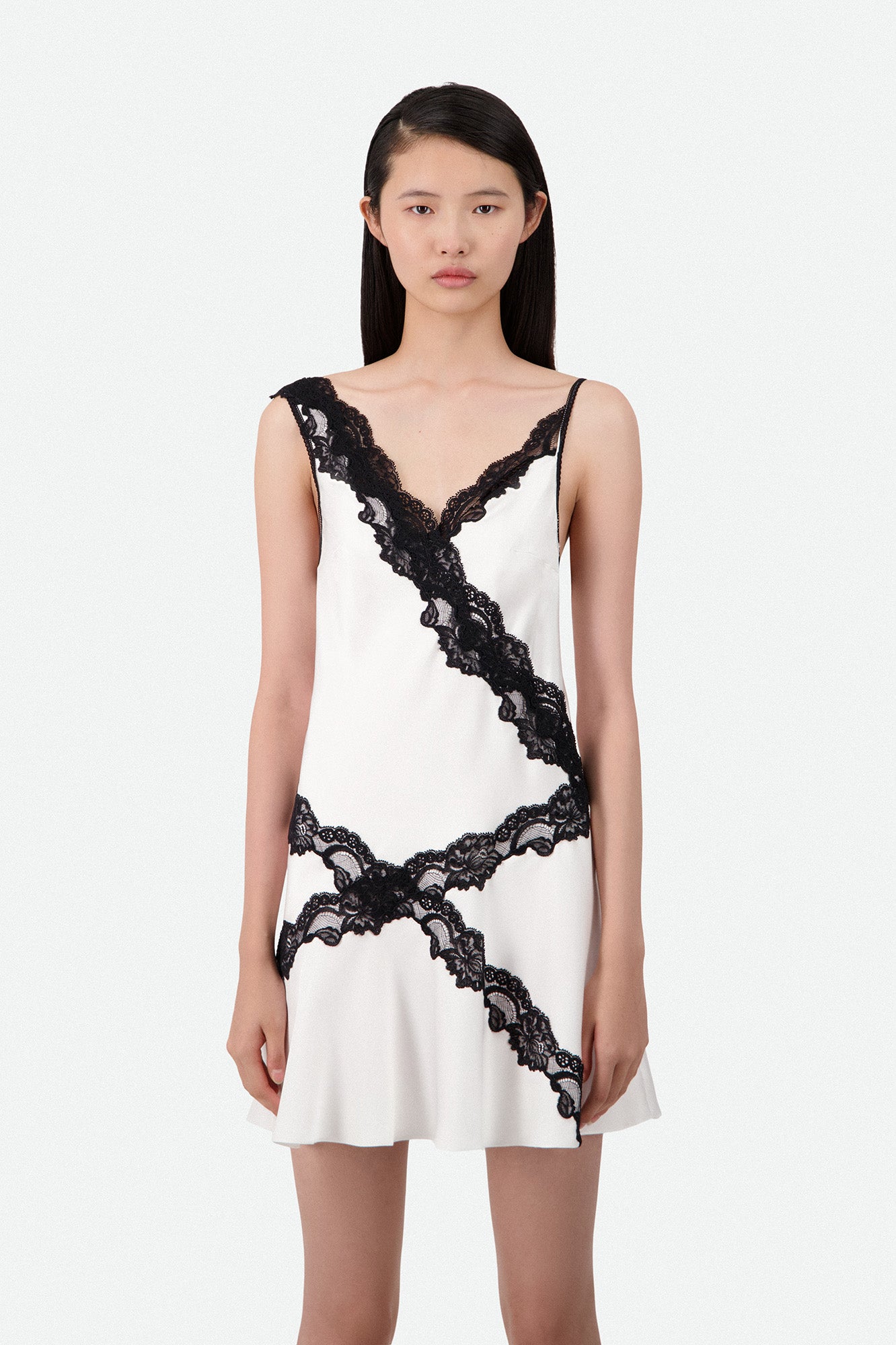 BIAS LACE MINI SLIP DRESS
