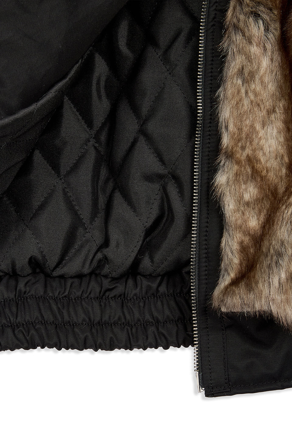 FAUX FUR BLOCK CARGO BOMBER