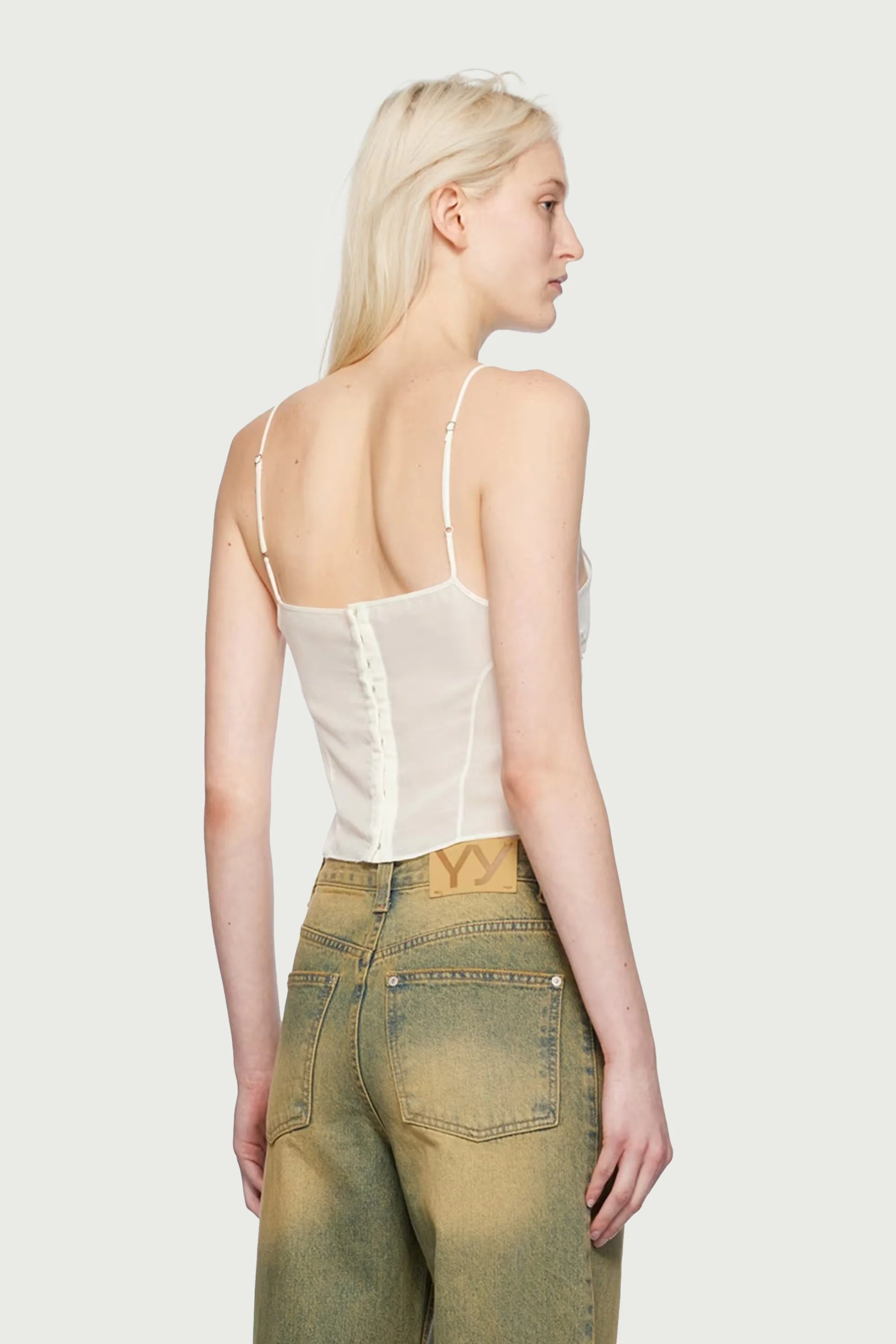 FLOWER APPLIQUÉ SHEER TOP IVORY