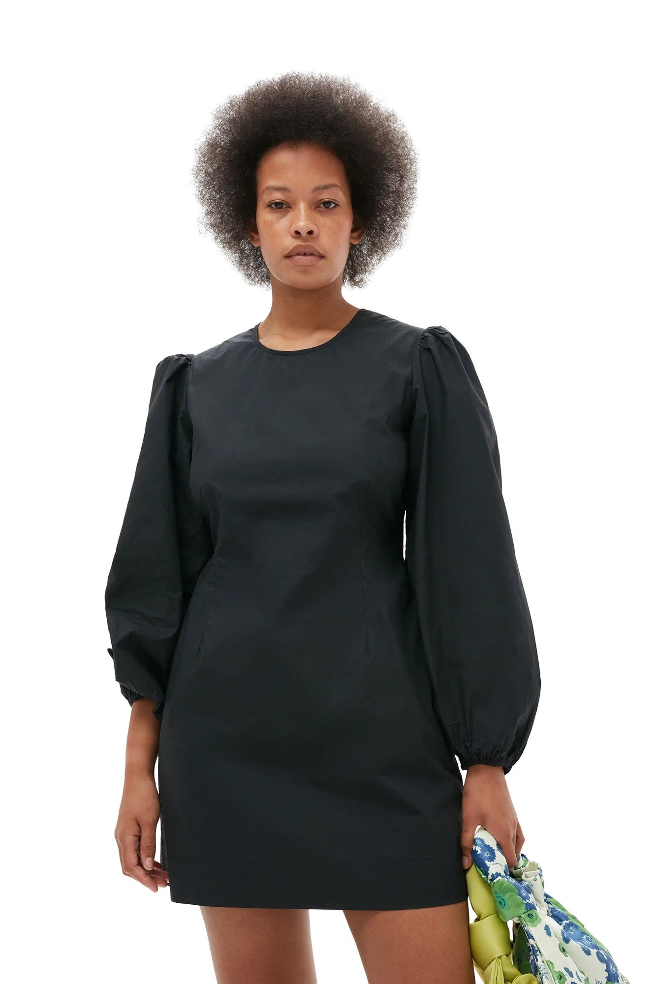 COTTON POPLIN OPEN BACK MINI DRESS