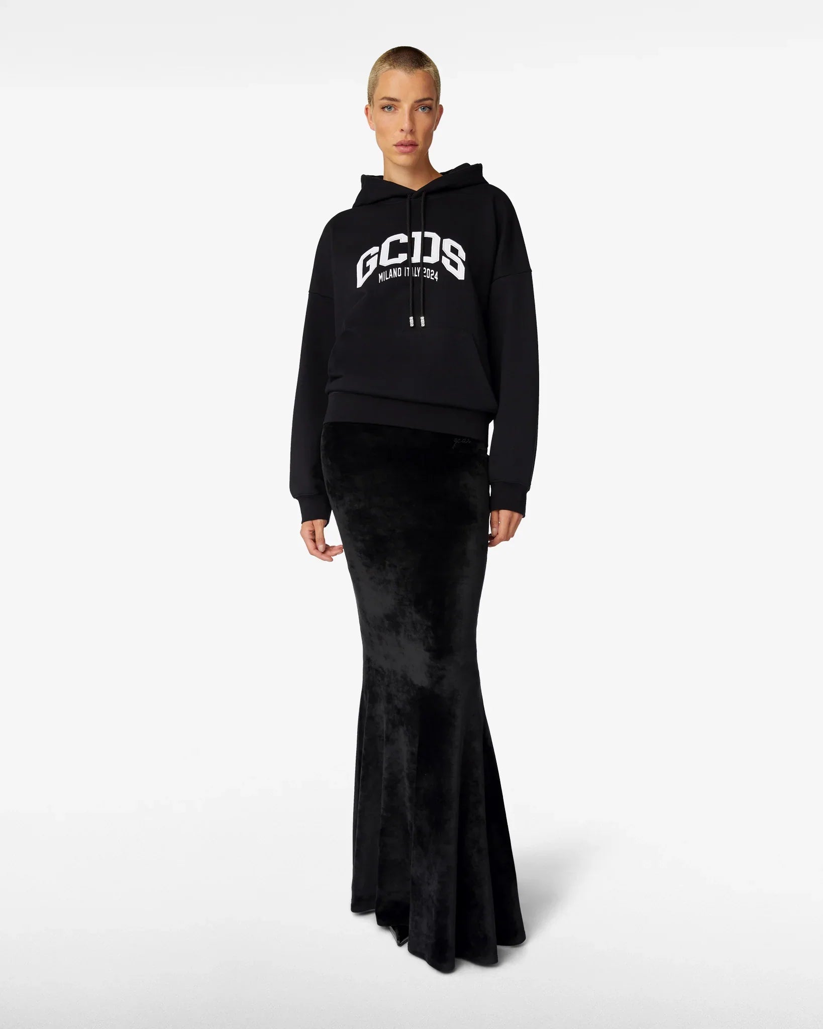 GCDS NEW LOOSE HOODIE BLACK