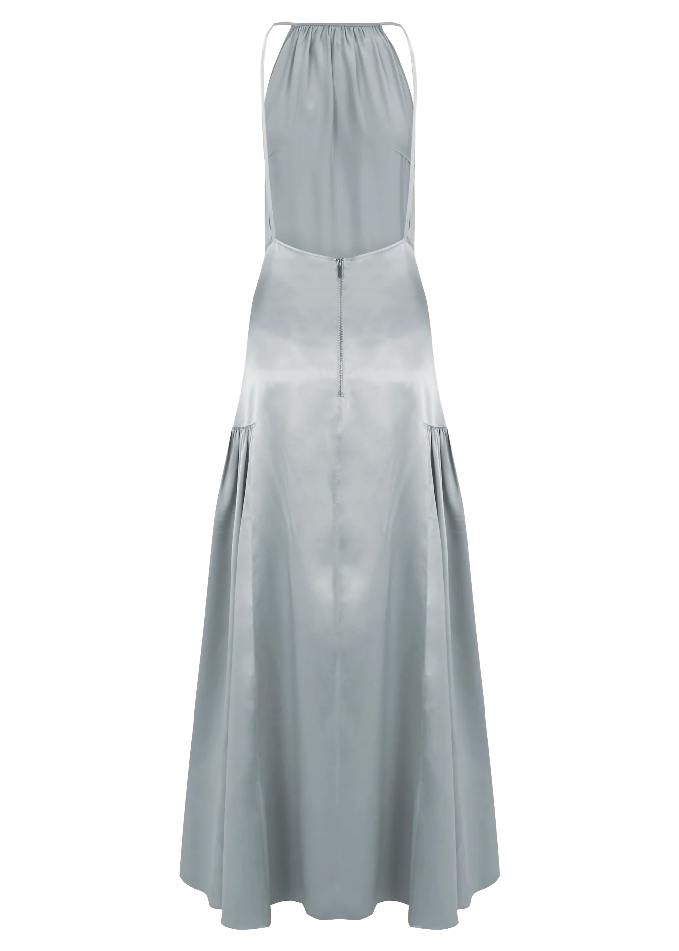 Light blue Teresa Helbig halter dress for daytime wedding guest and destination wedding dressing