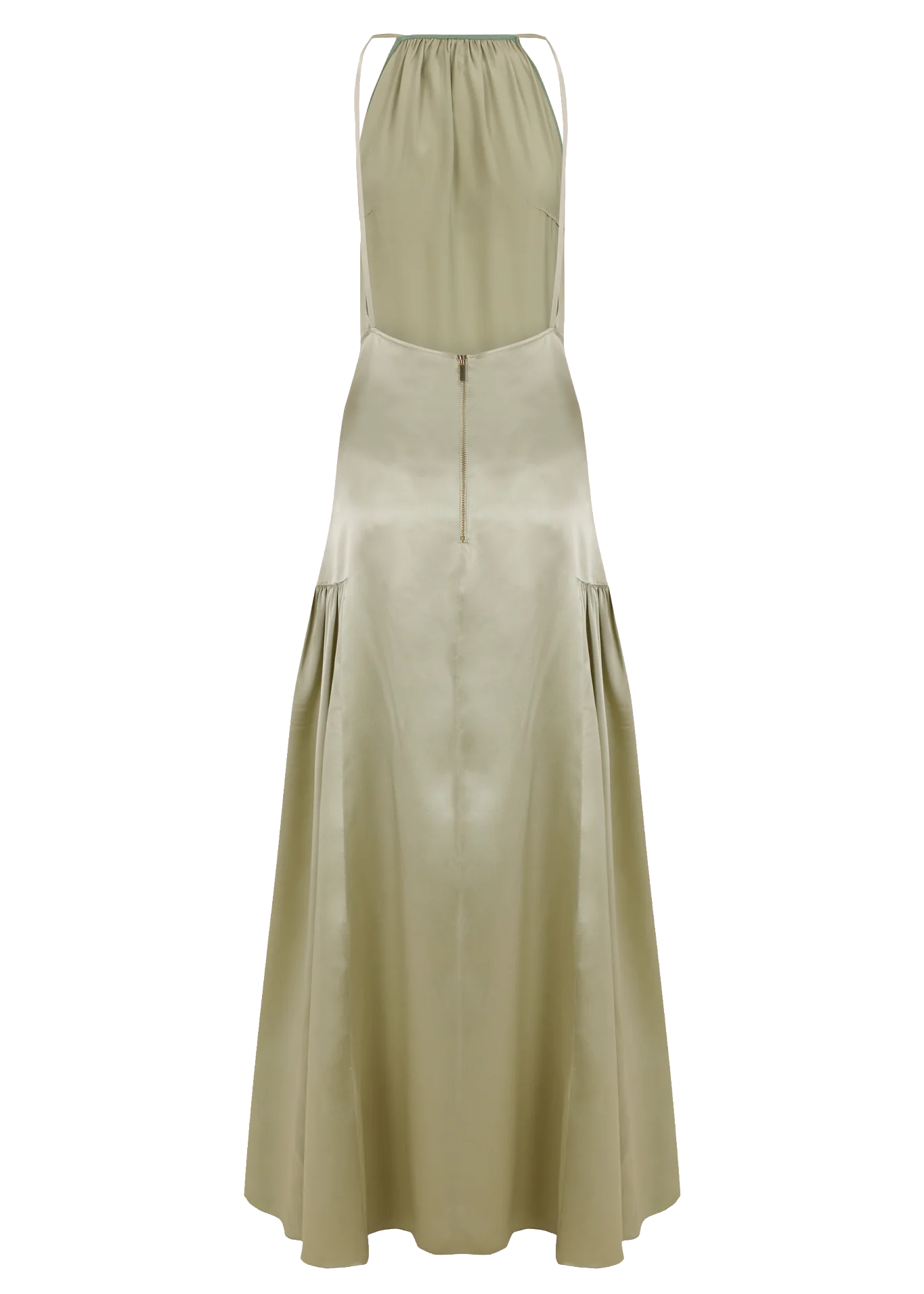 Sage green Teresa Helbig dress for modern wedding guest dressing
