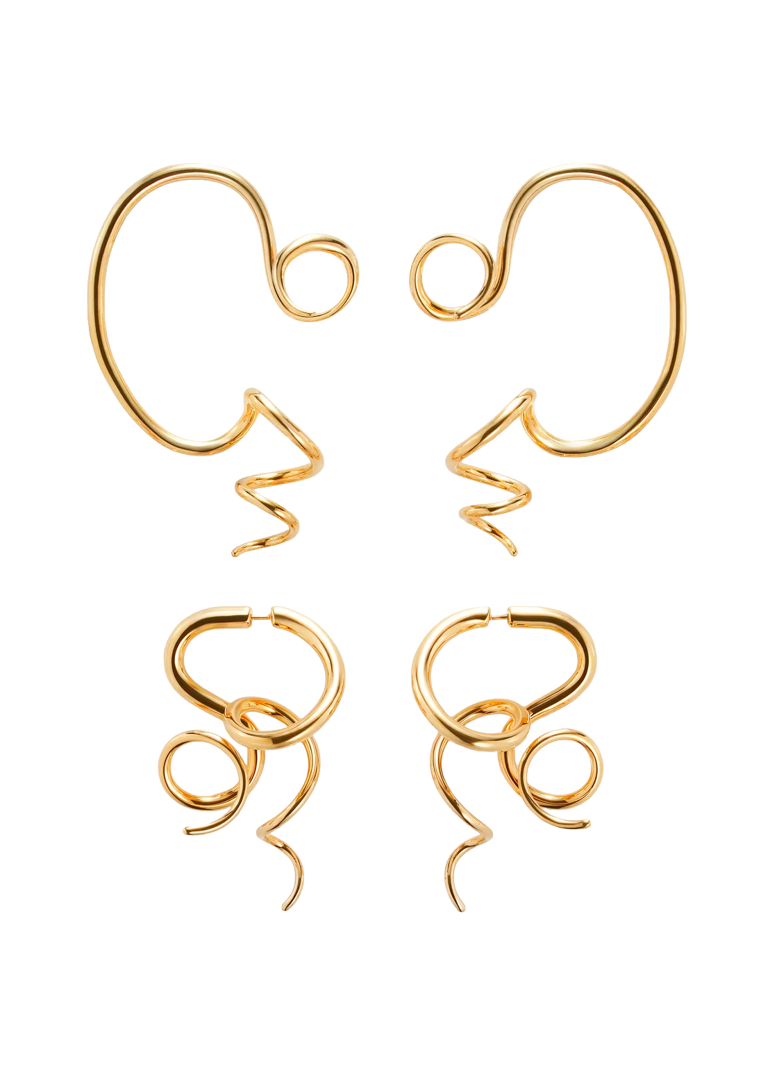 Ivy set of Earrings and large Earcuffs Gold