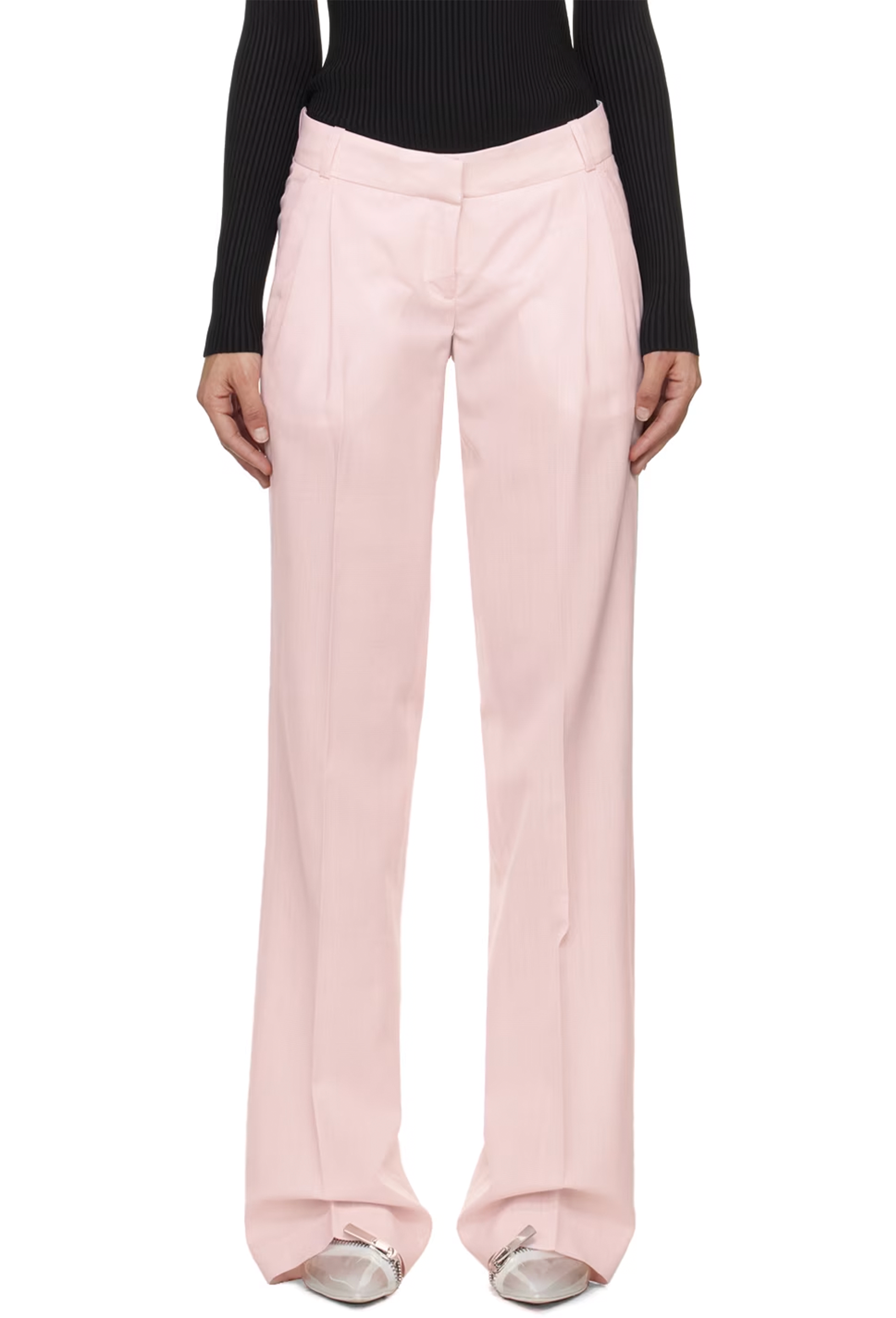 Low Rise Tailored Trousers - Pink