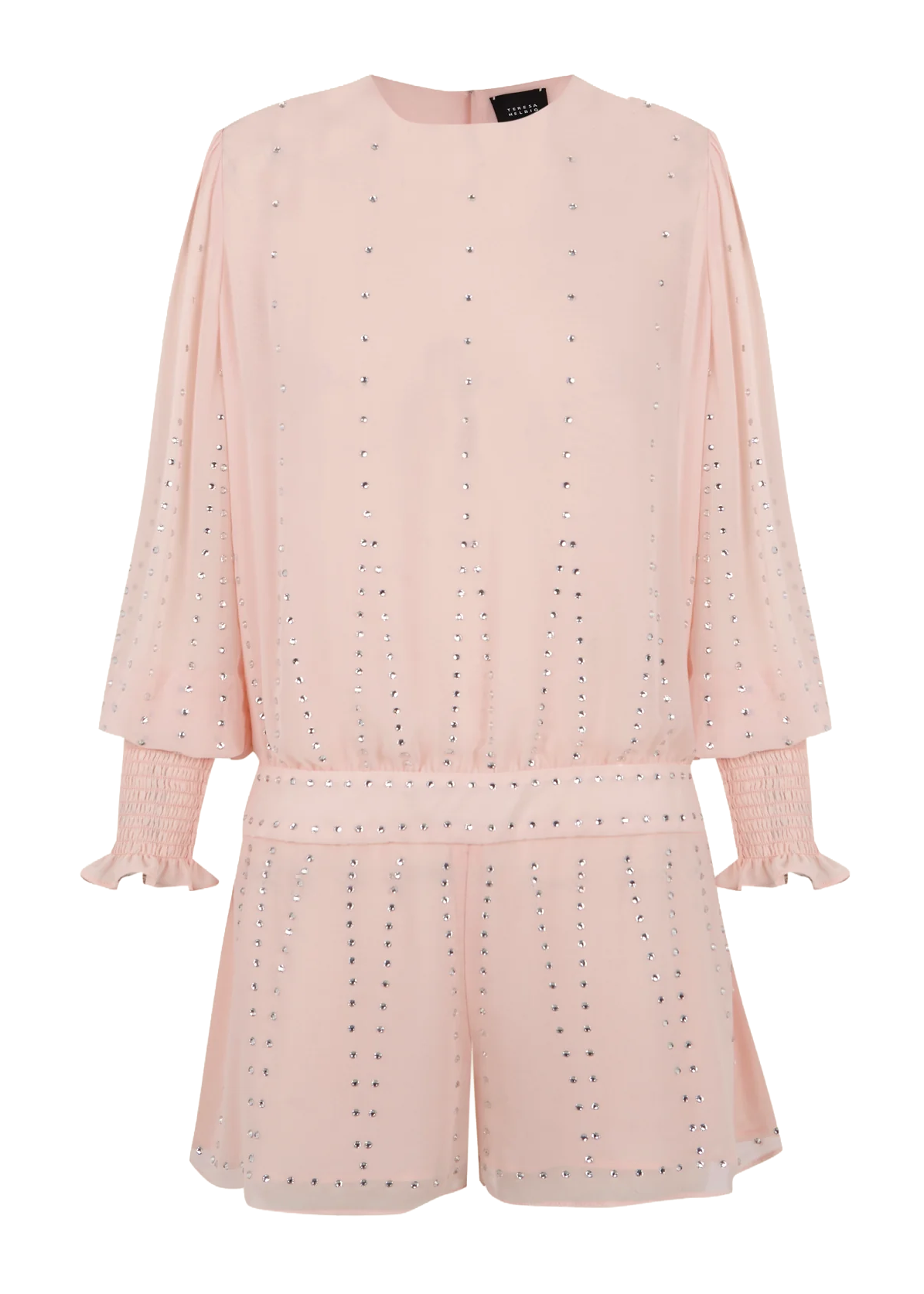 Pink Teresa Helbig embellished set for modern wedding guest dressing