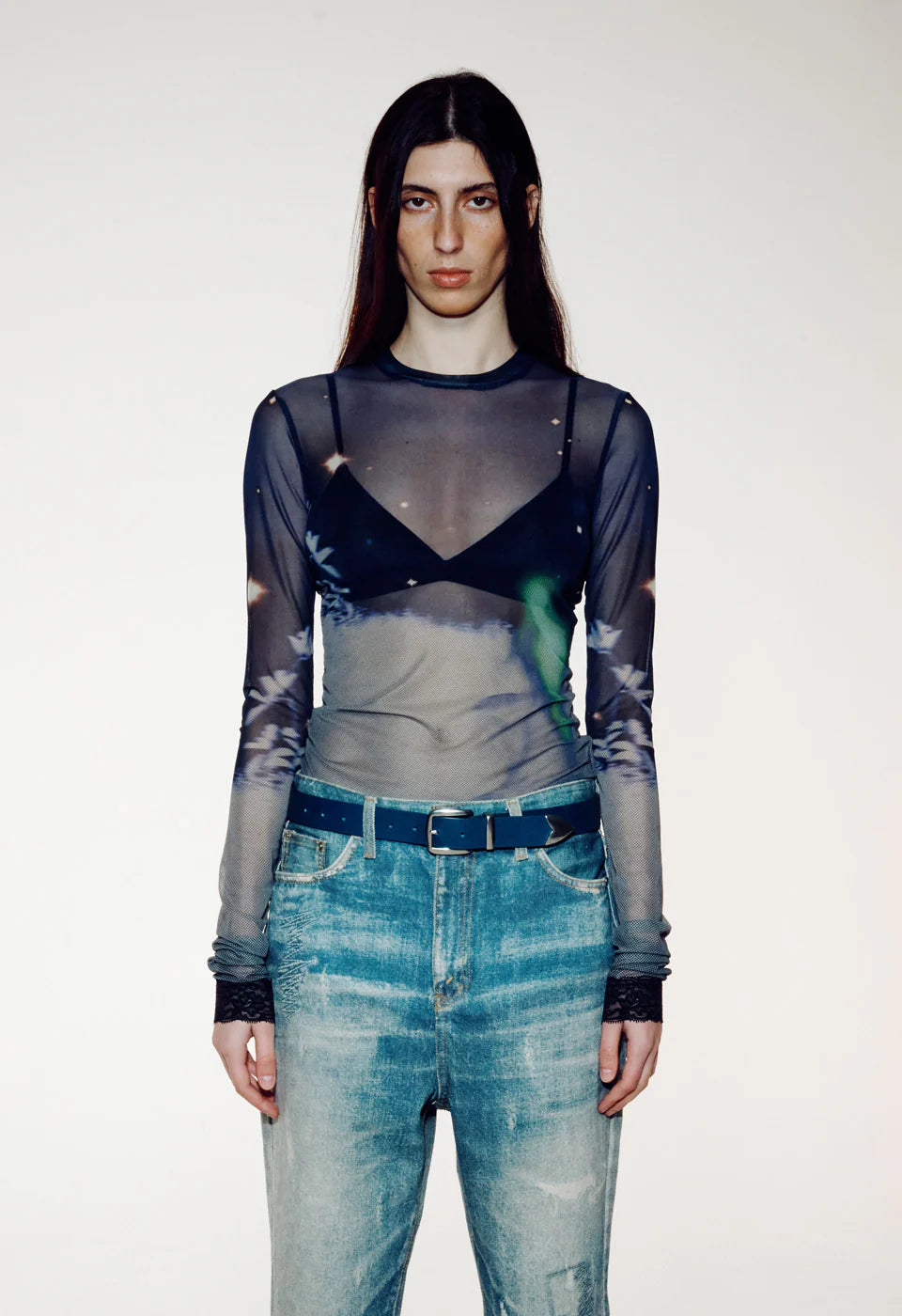 DAWN GRAPHIC MESH TOP NAVY