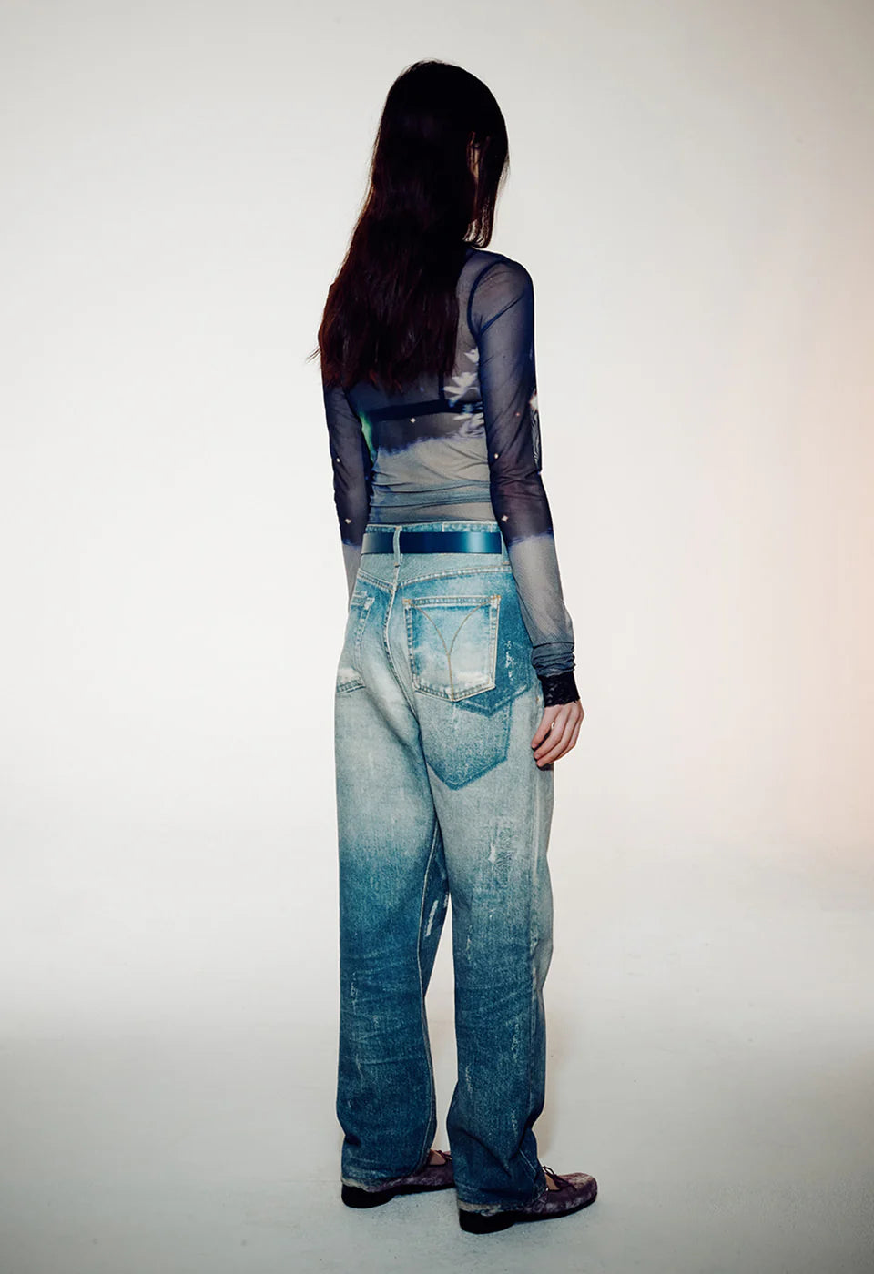 DAWN GRAPHIC MESH TOP NAVY